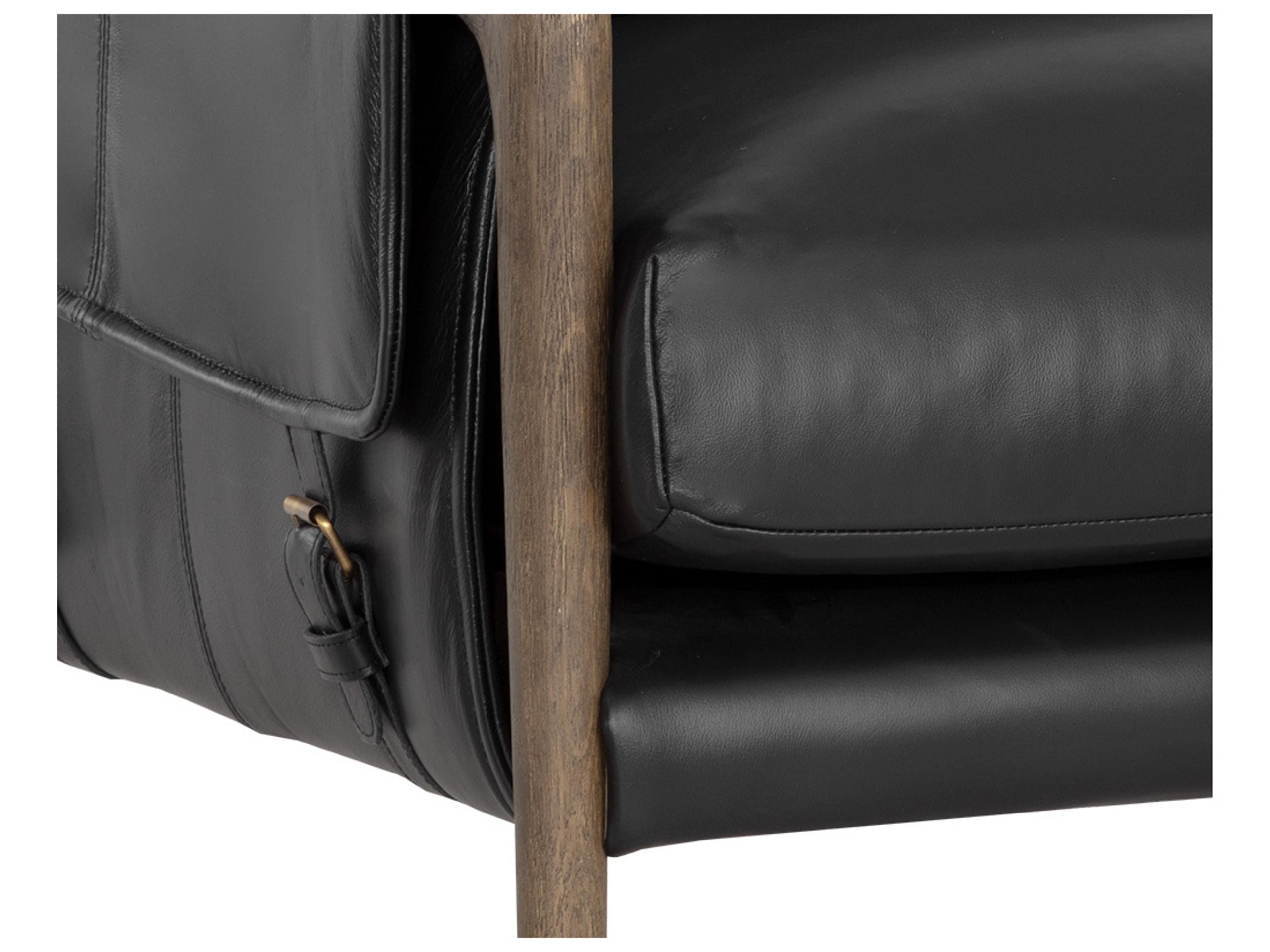 Sunpan Mauti Black Leather Accent Chair