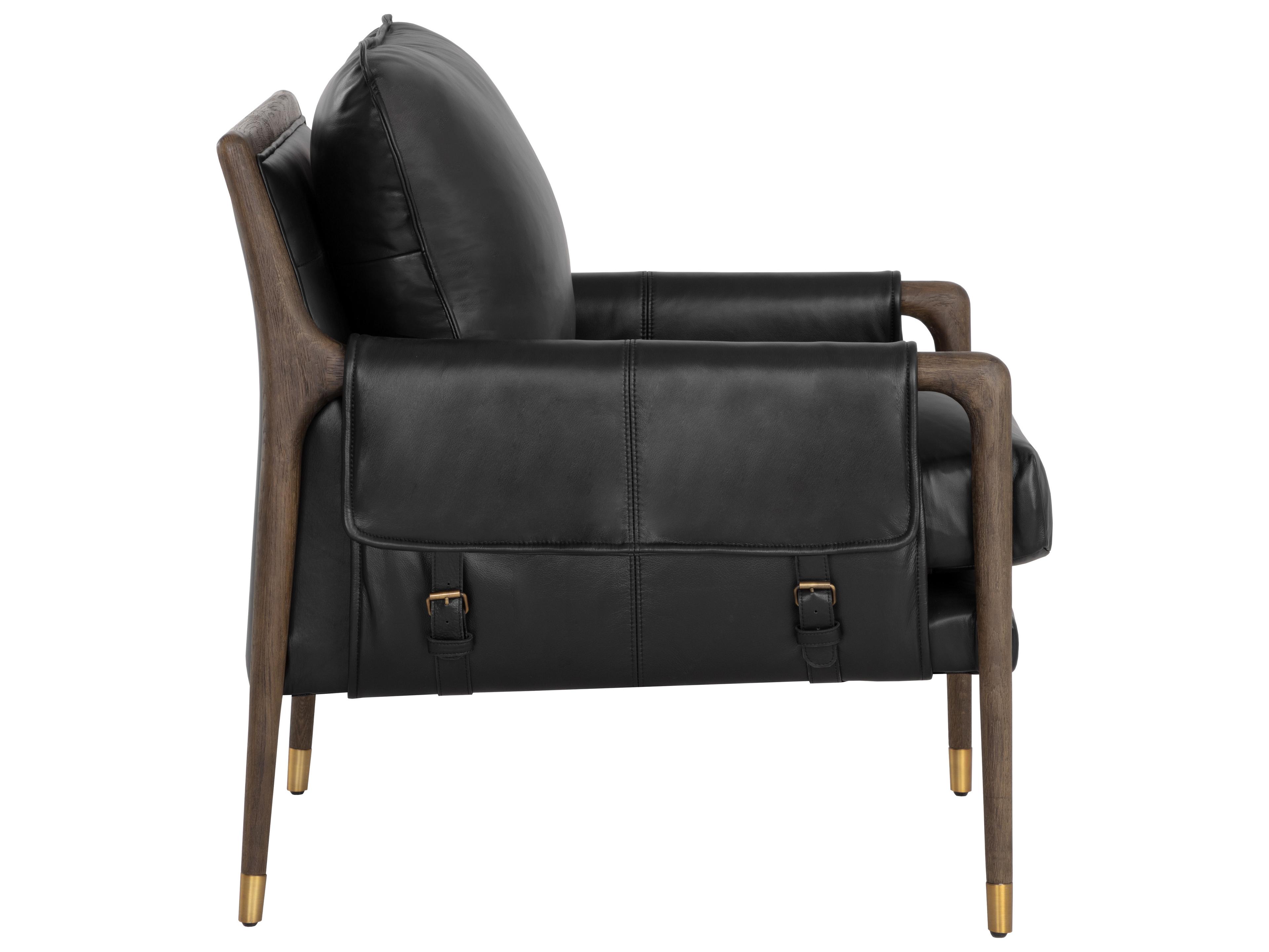 Sunpan Mauti Black Leather Accent Chair