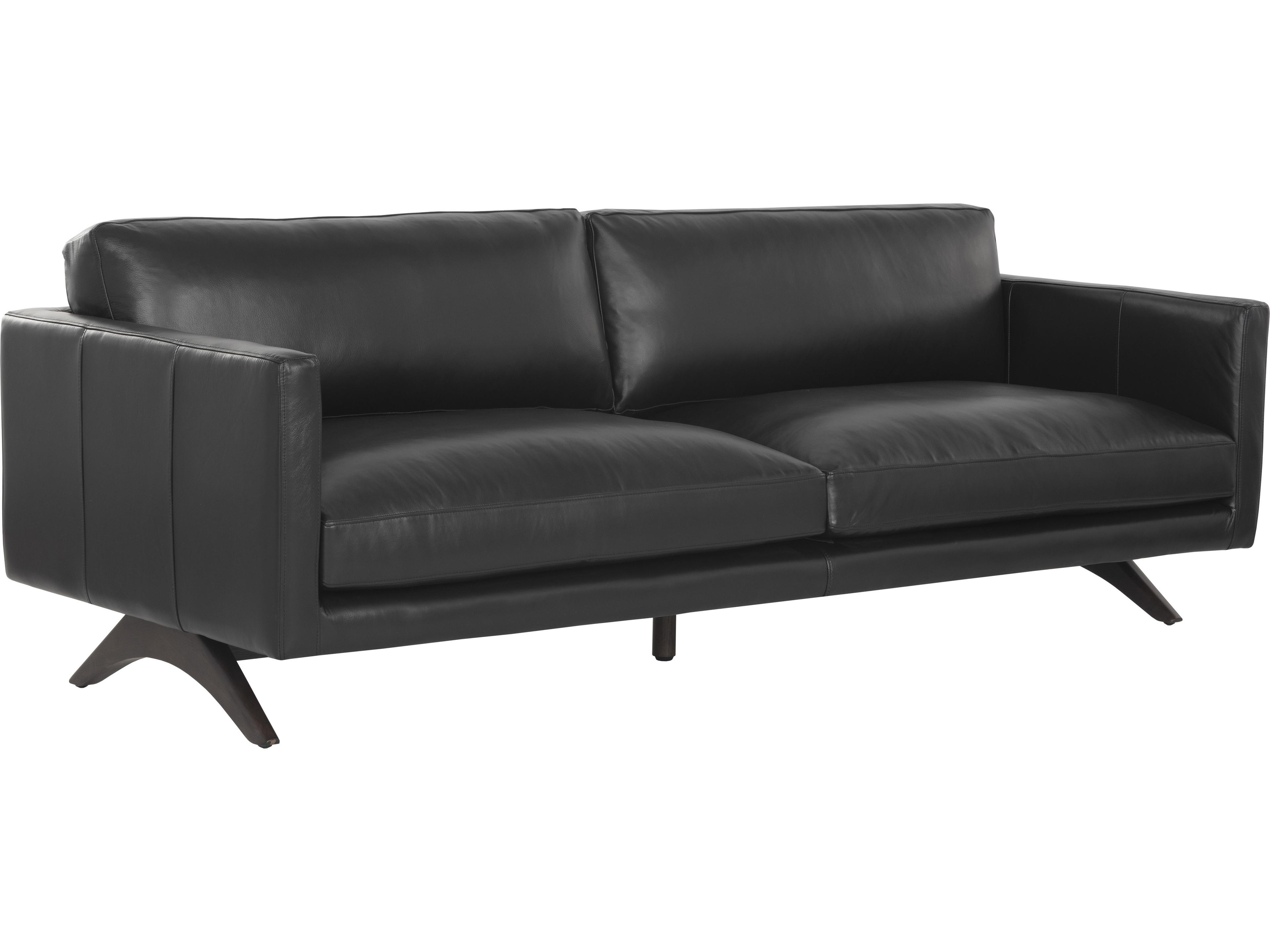 Rogers Black Leather Sofa
