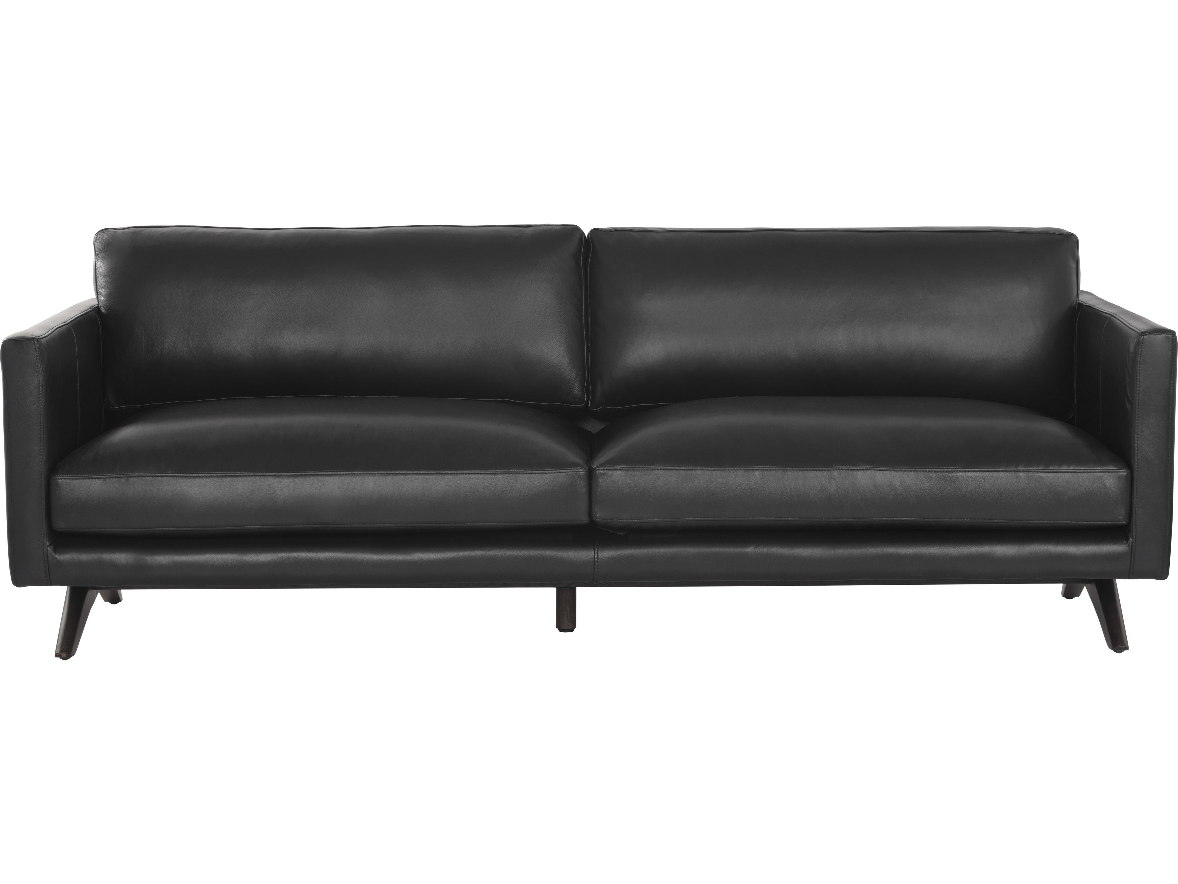 Sunpan Rogers Black Leather Sofa