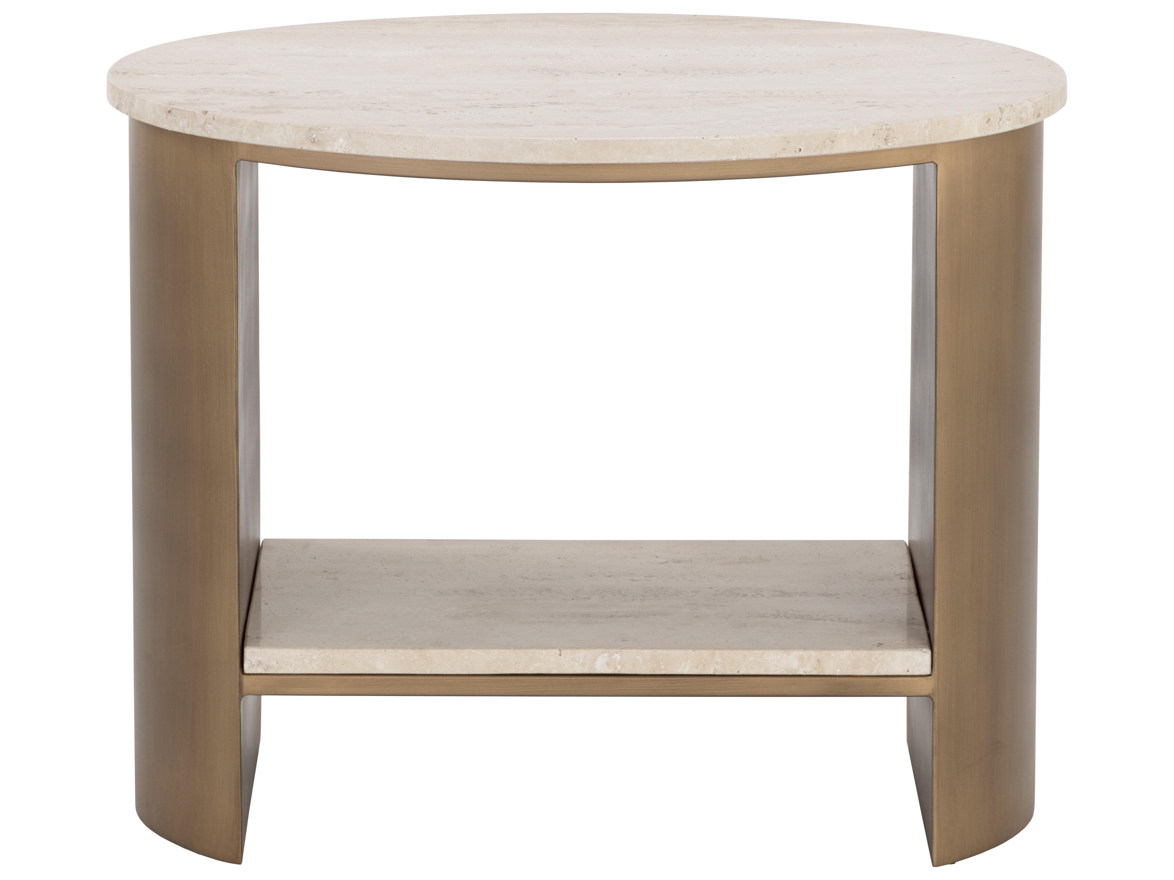 Roshni Oval Marble Natural Antique Gold End Table