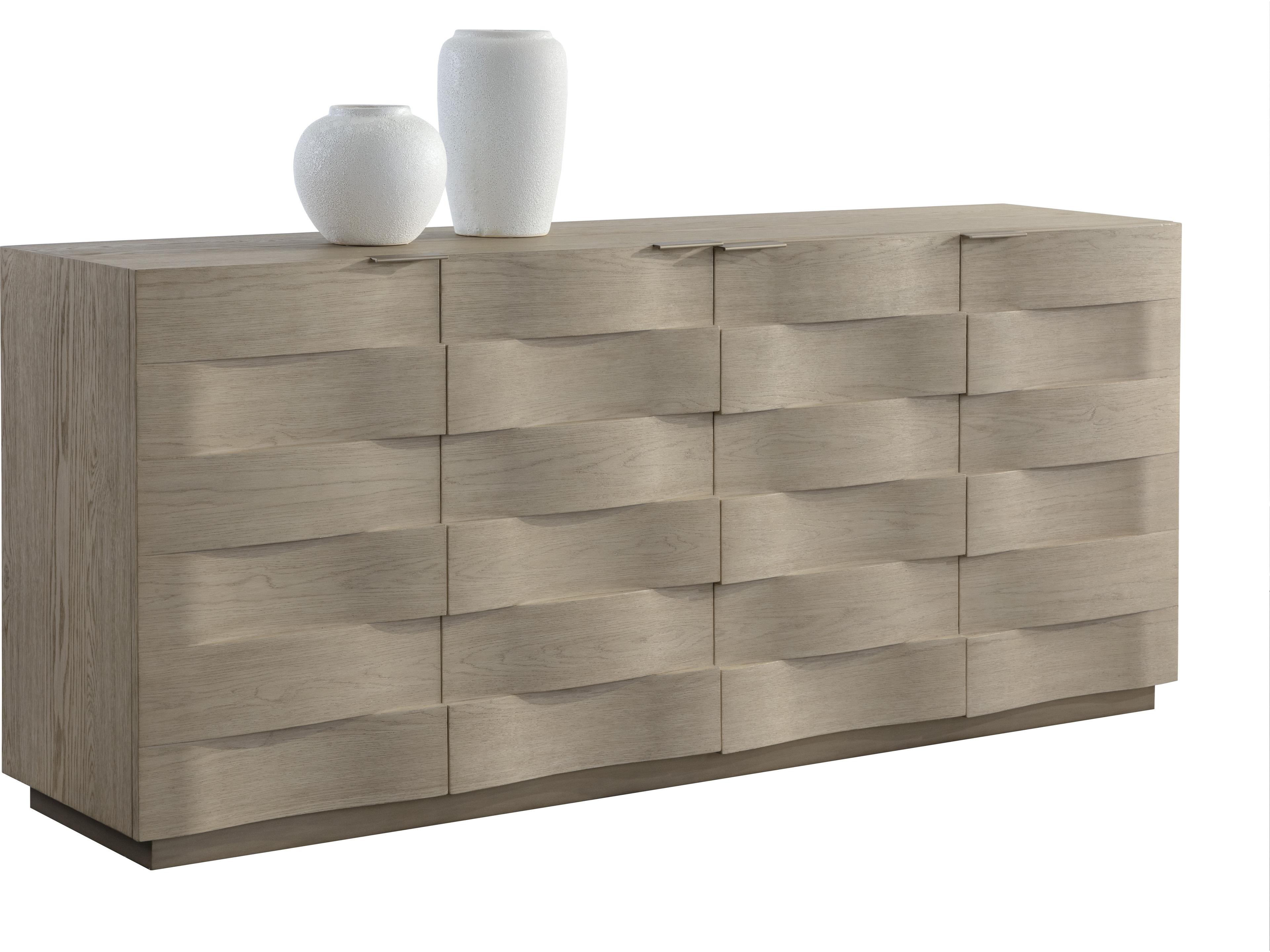 Hoyos 75" Oak Wood Light Wash Warm Brass Sideboard