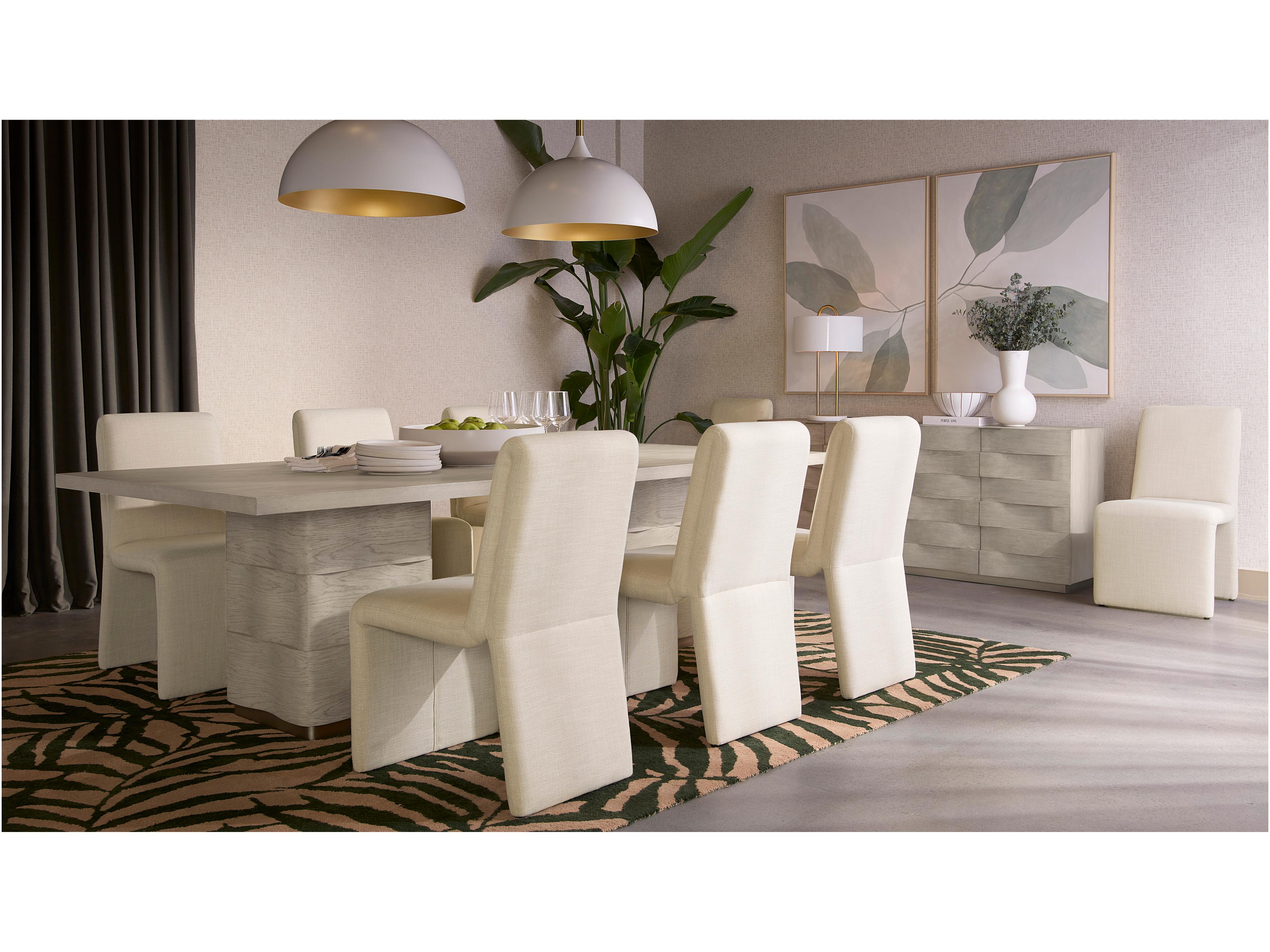 Sunpan Hoyos Rectangular Wood Light Wash Warm Brass Dining Table