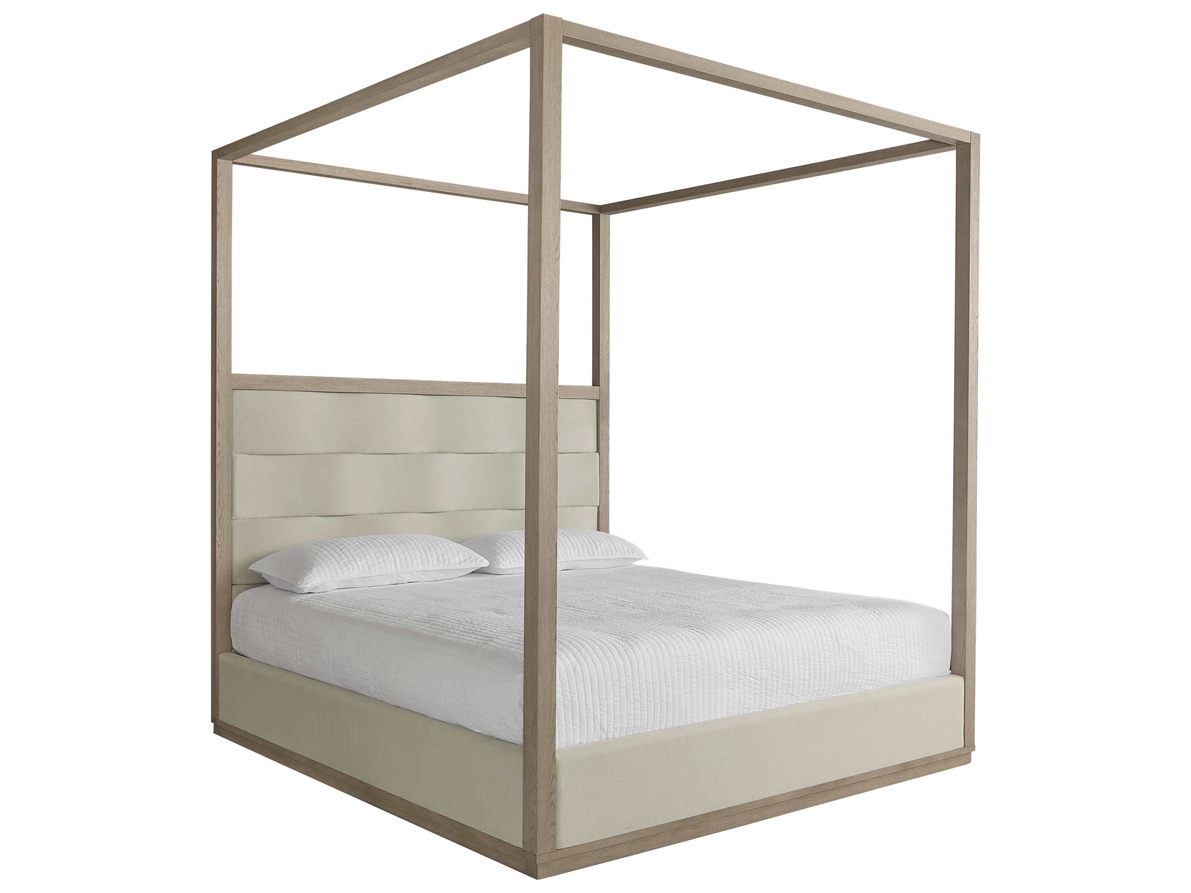 Hoyos Topaz Beige Oak Wood King Four Poster Bed