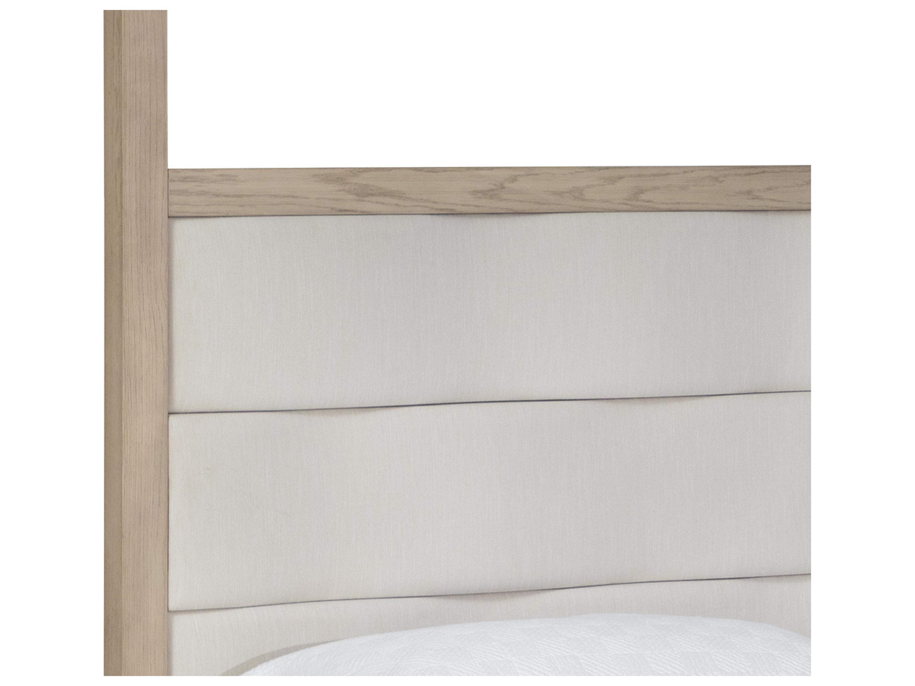 Sunpan Hoyos Topaz Beige Oak Wood King Four Poster Bed
