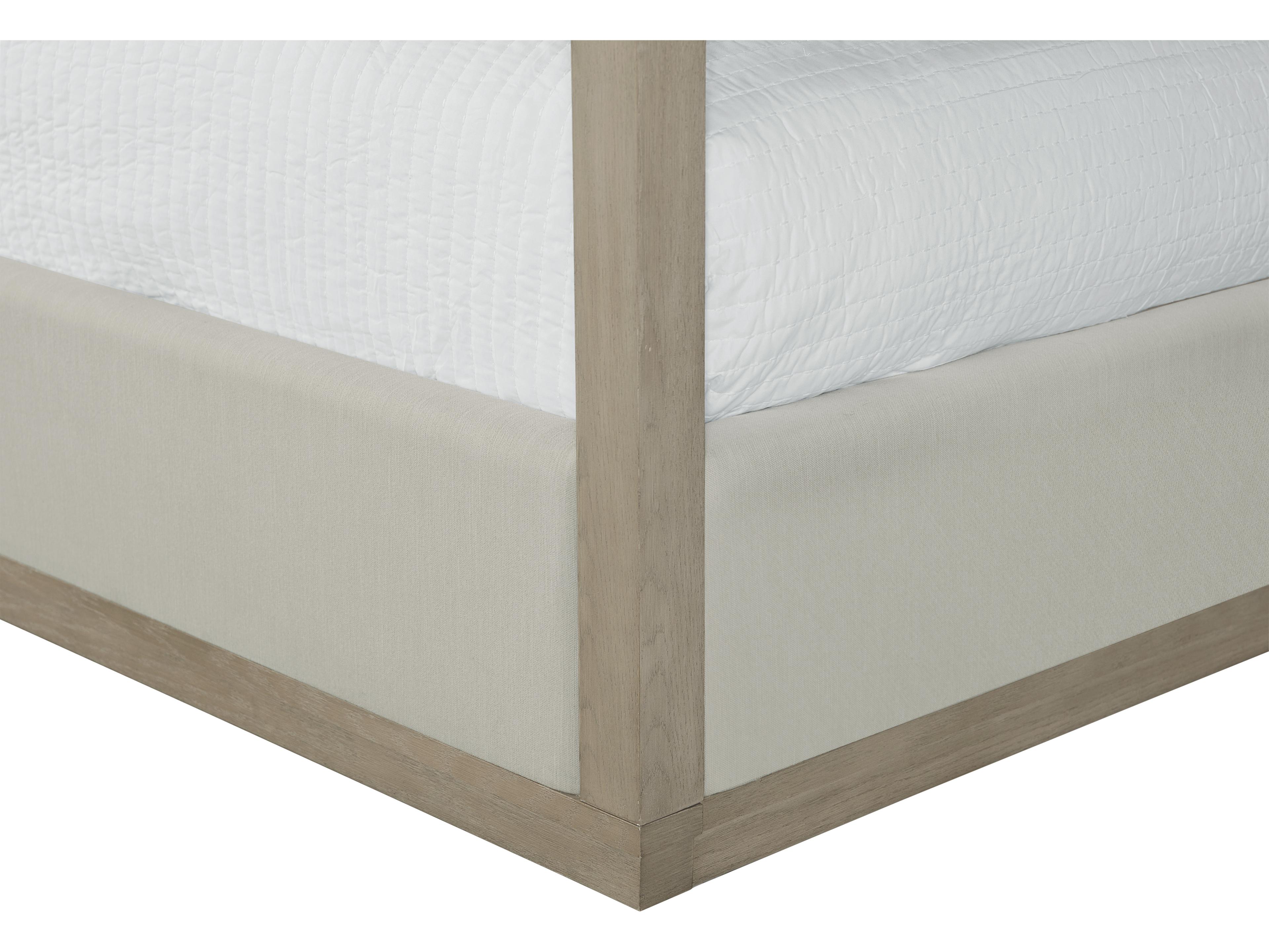 Sunpan Hoyos Topaz Beige Oak Wood King Four Poster Bed