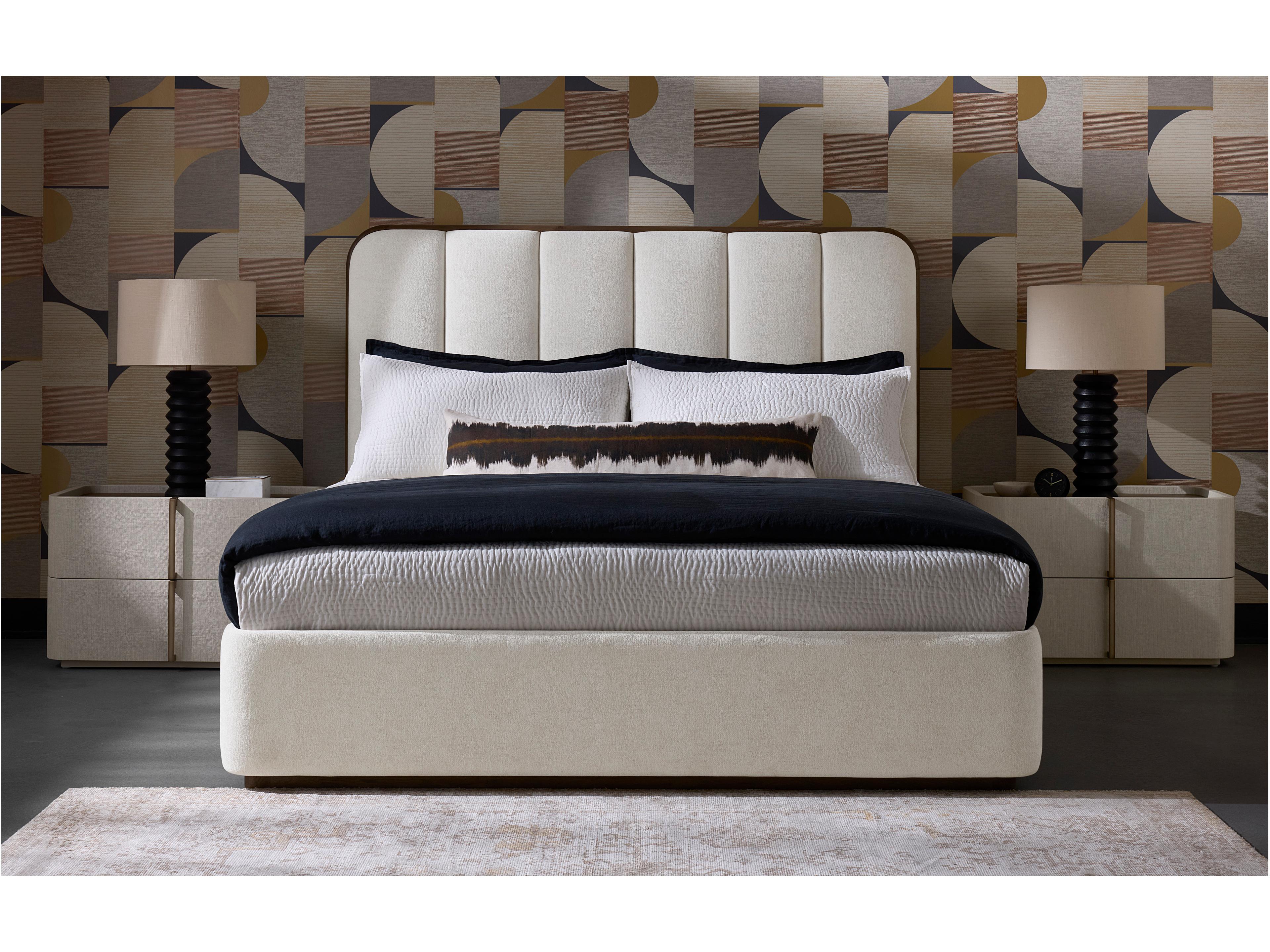 Sunpan Jamille Eclipse White Upholstered King Platform Bed