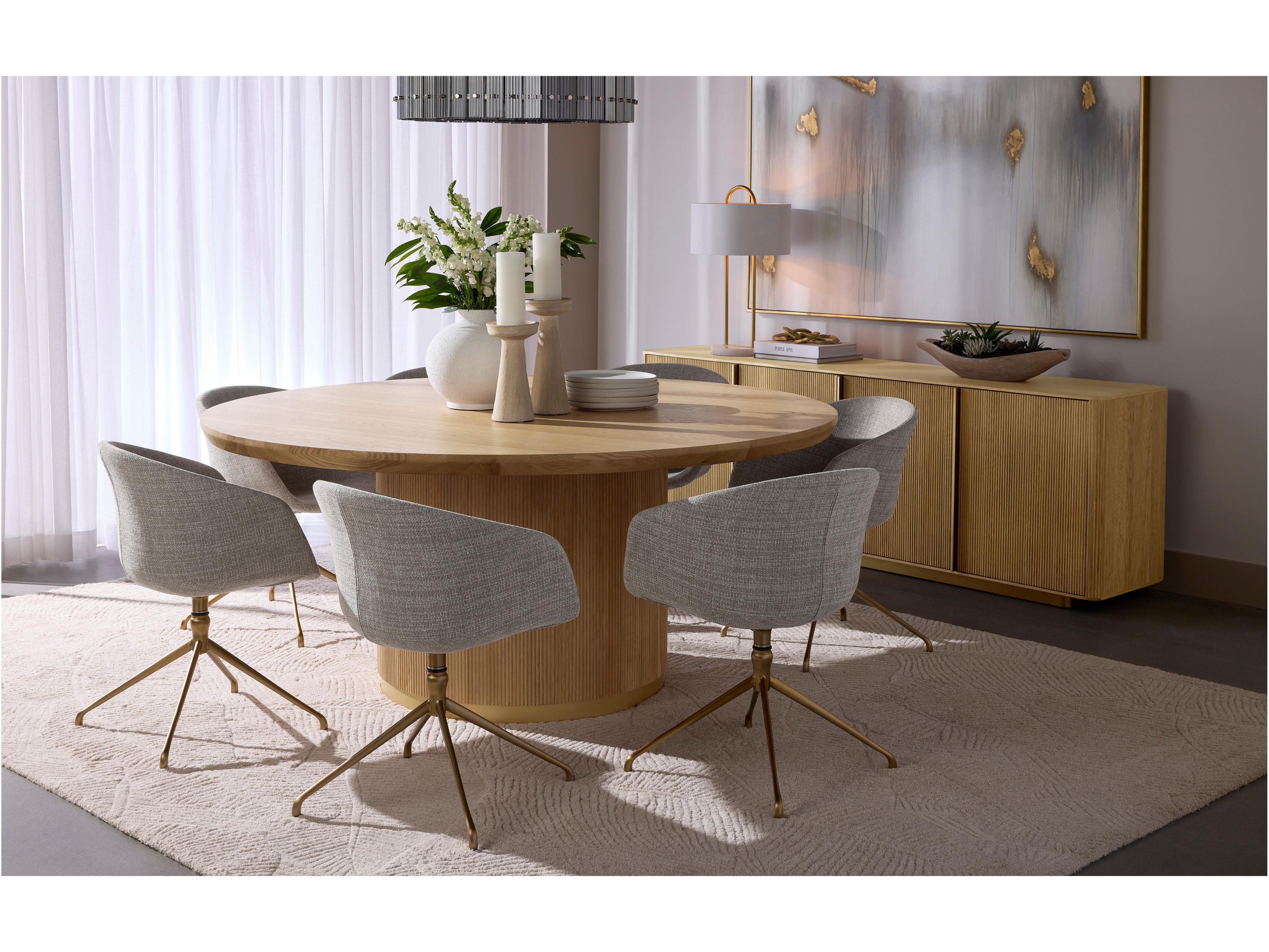 Sunpan Kalla Round Wood Rustic Oak Dining Table