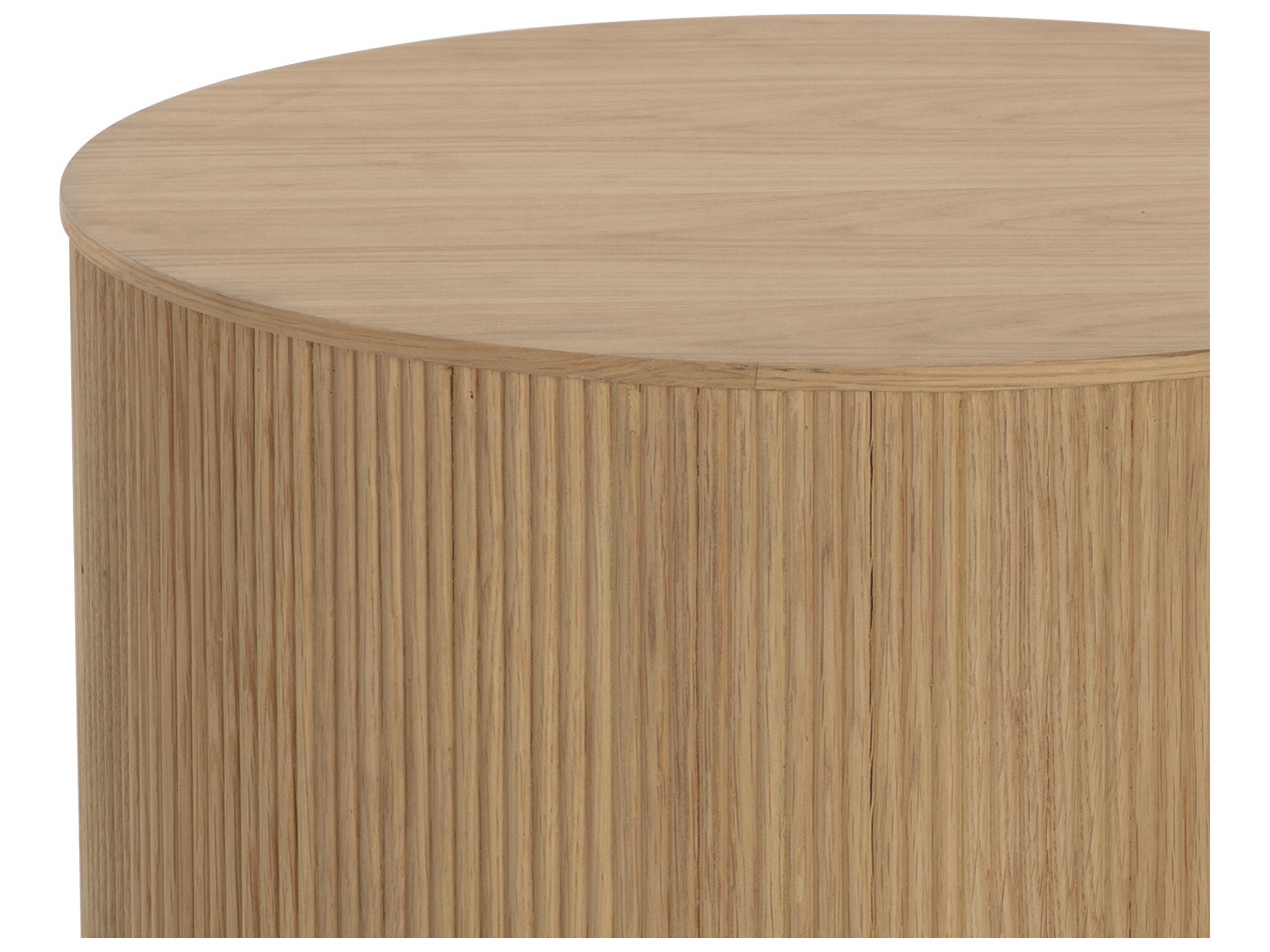 Sunpan Kalla Round Wood Rustic Oak End Table