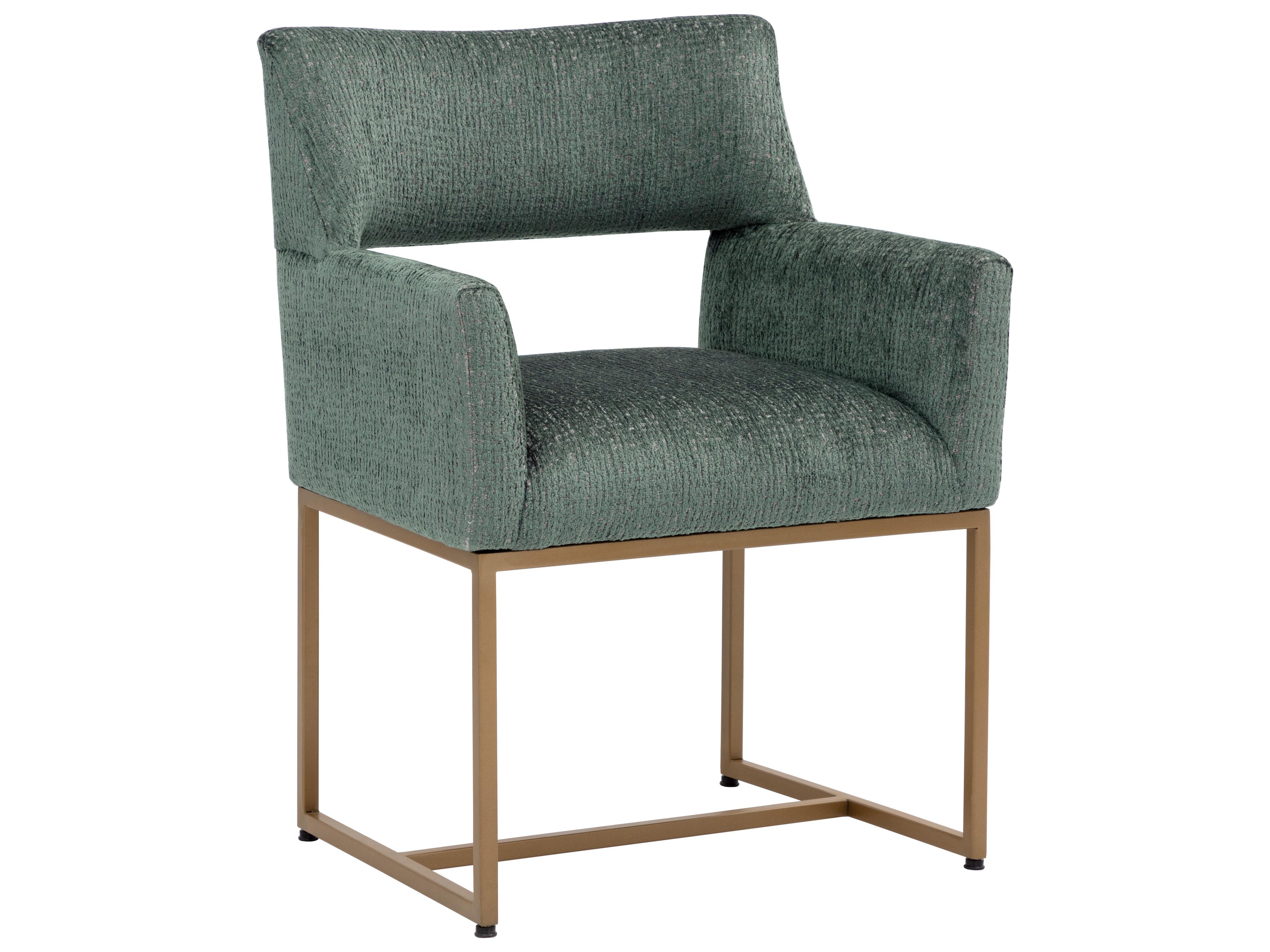 Greco Green Upholstered Arm Dining Chair