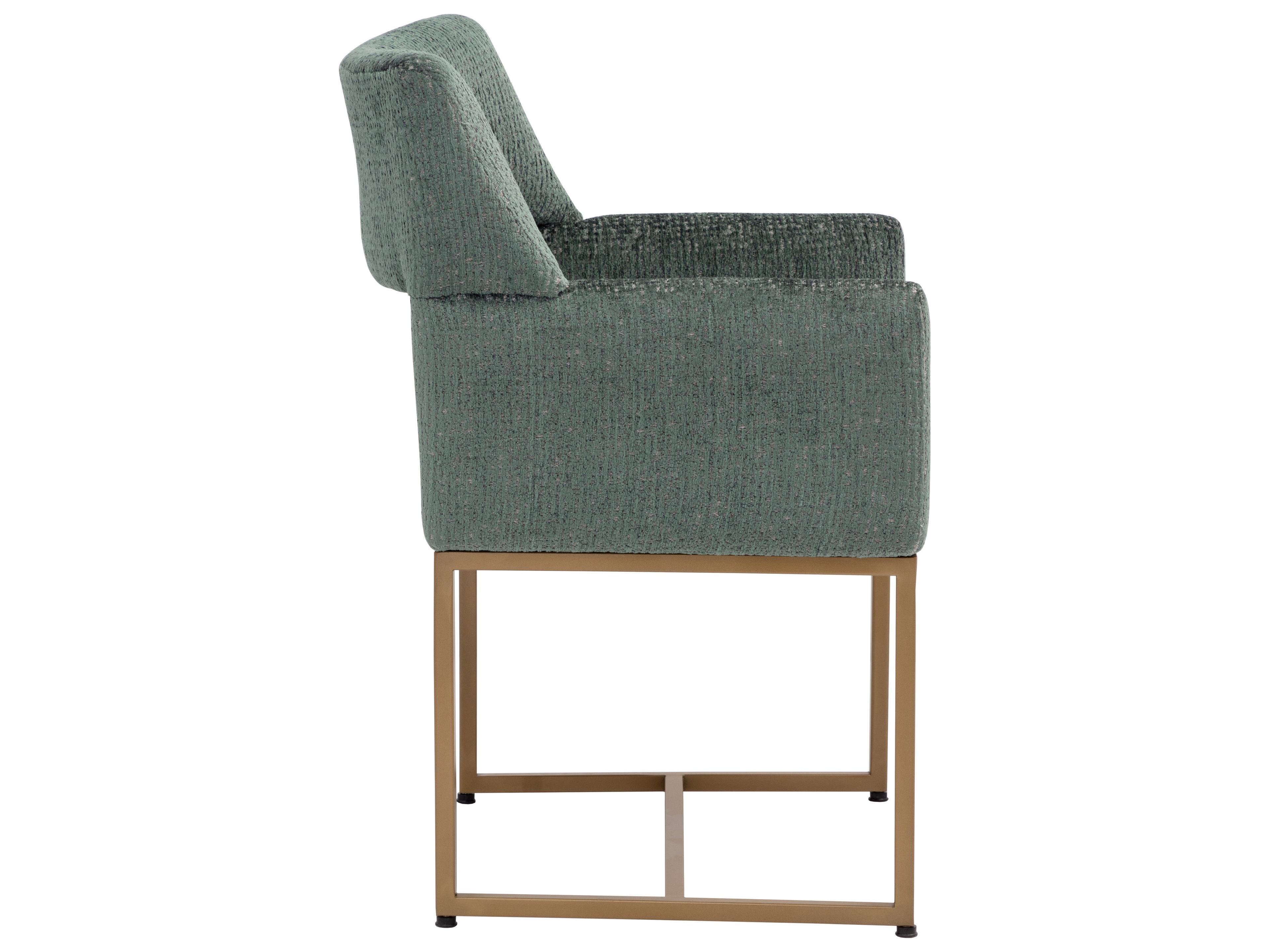 Sunpan Greco Green Upholstered Arm Dining Chair