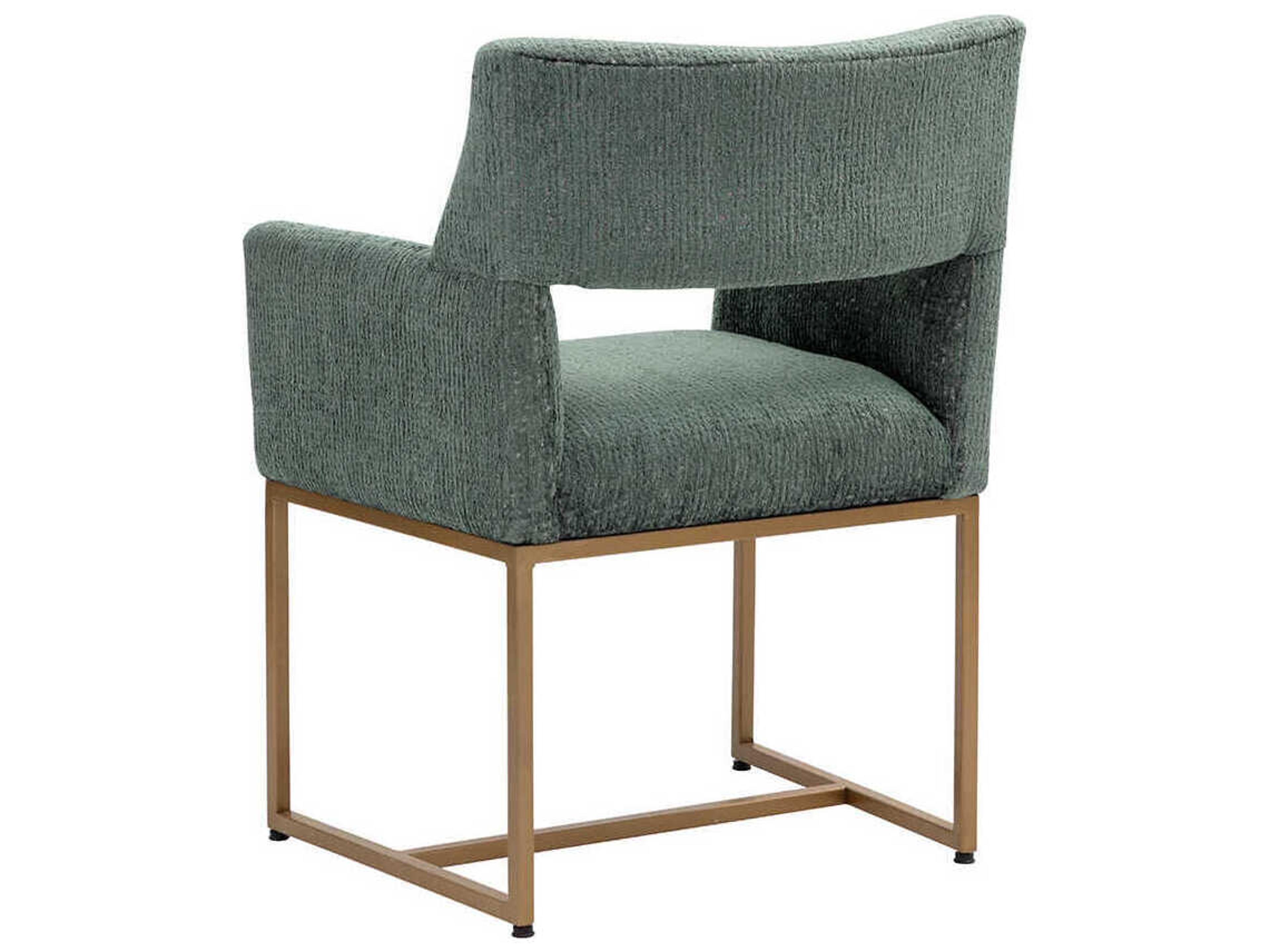 Sunpan Greco Green Upholstered Arm Dining Chair