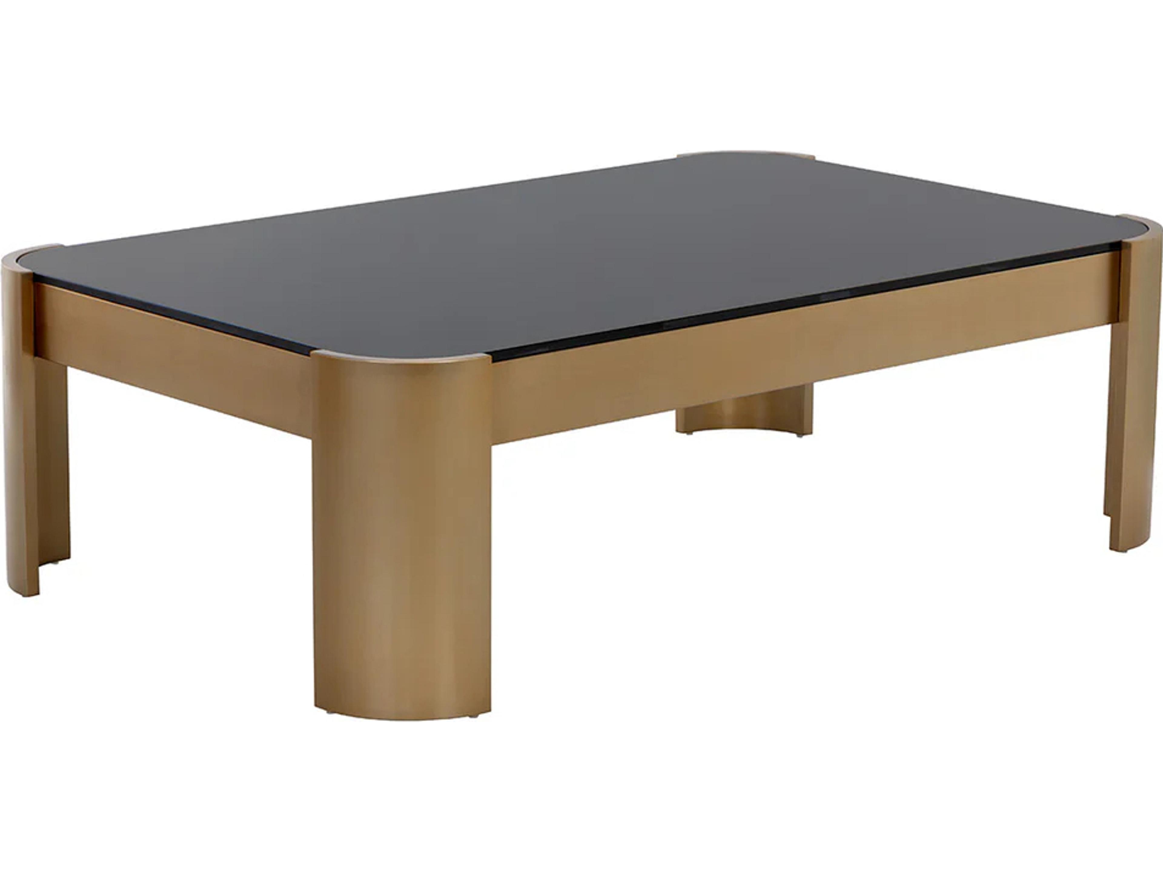 Sunpan Irvine Rectangular Glass Black Gold Coffee Table