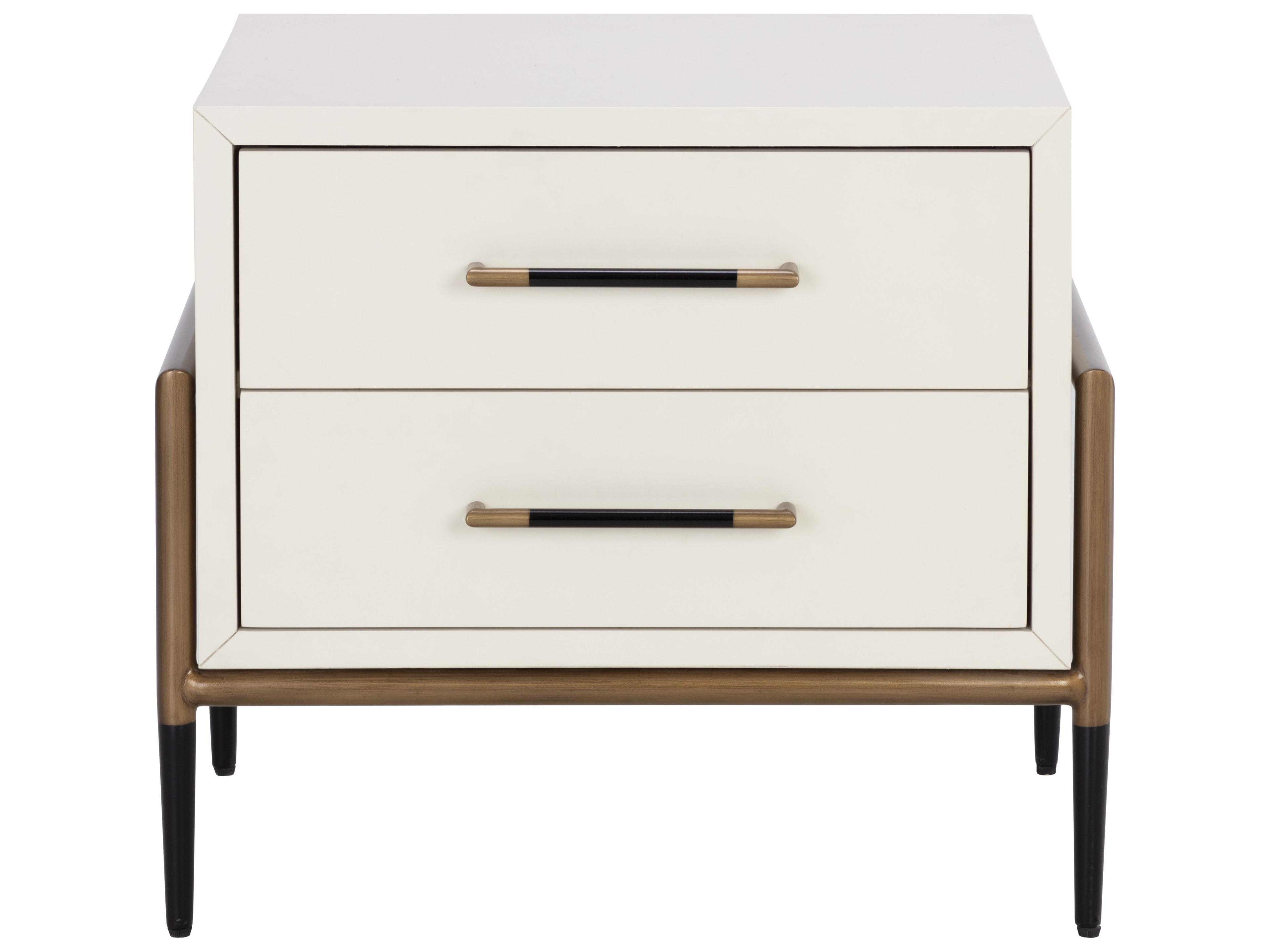 Weldrick 2-Drawers White Acacia Wood Nightstand