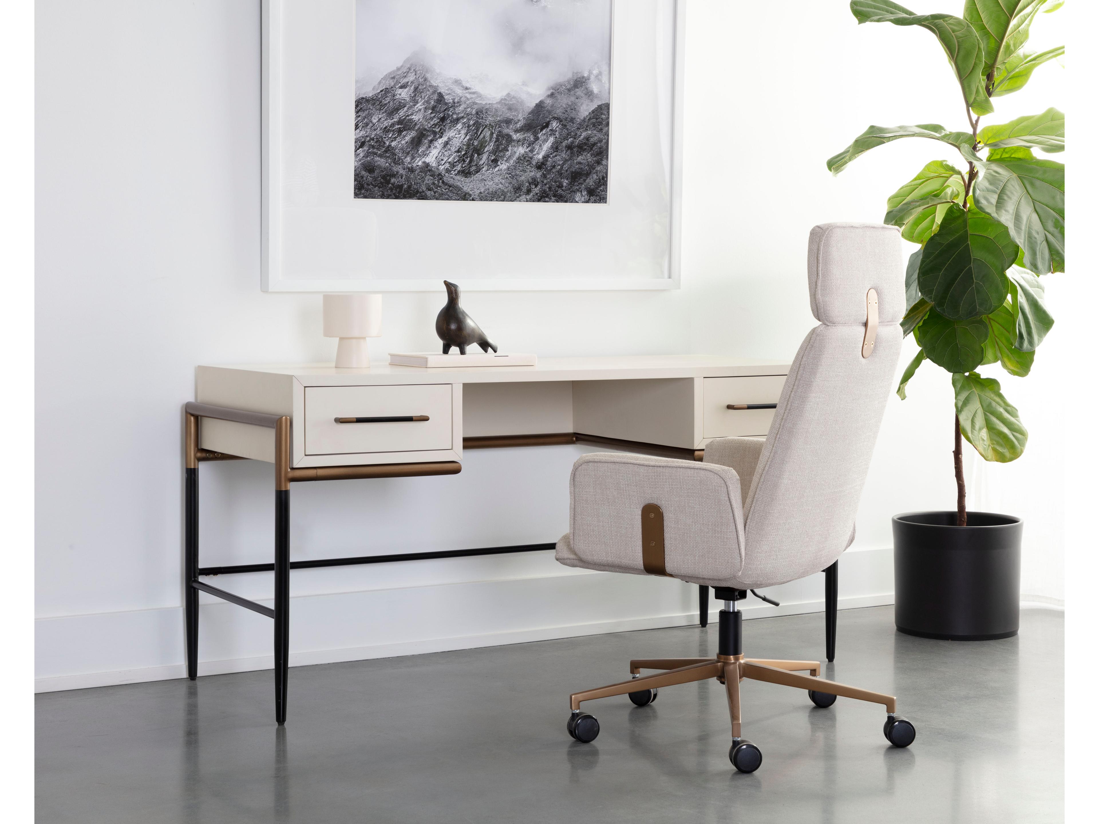 Sunpan Weldrick Oyster White Acacia Wood Secretary Desk