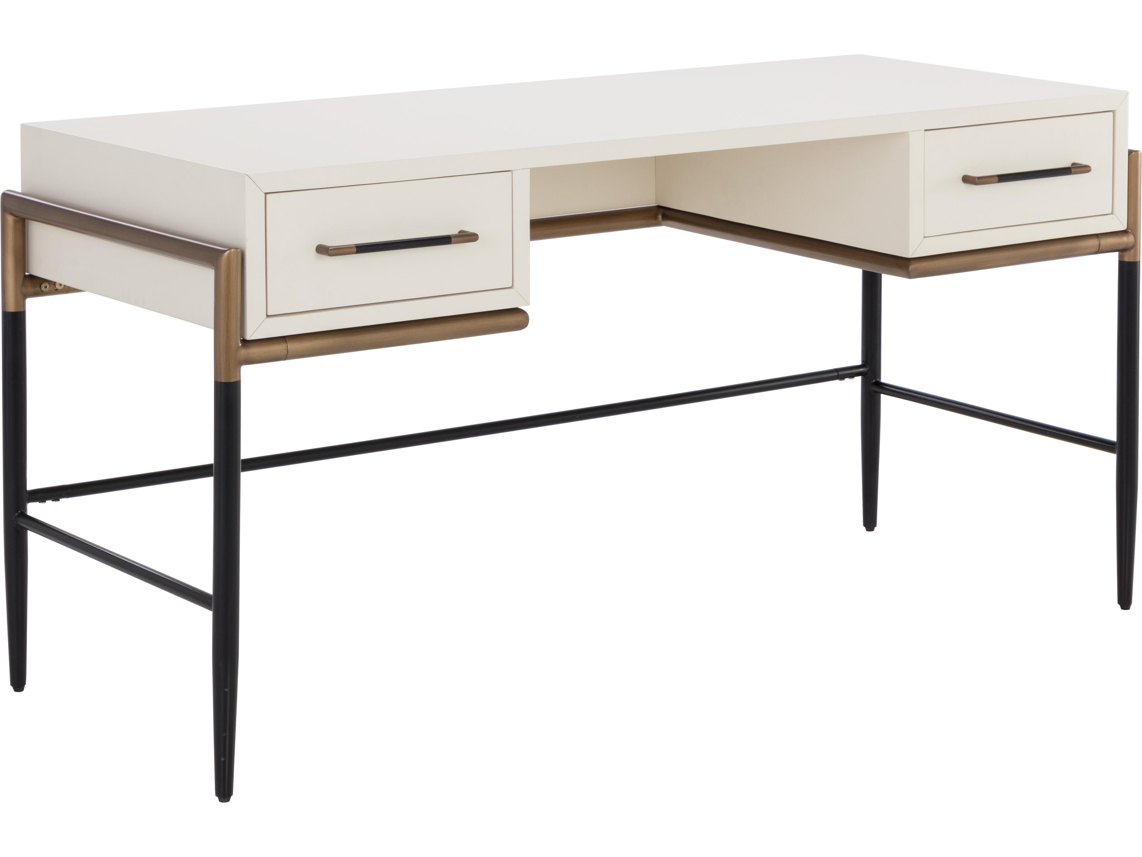 Sunpan Weldrick Oyster White Acacia Wood Secretary Desk