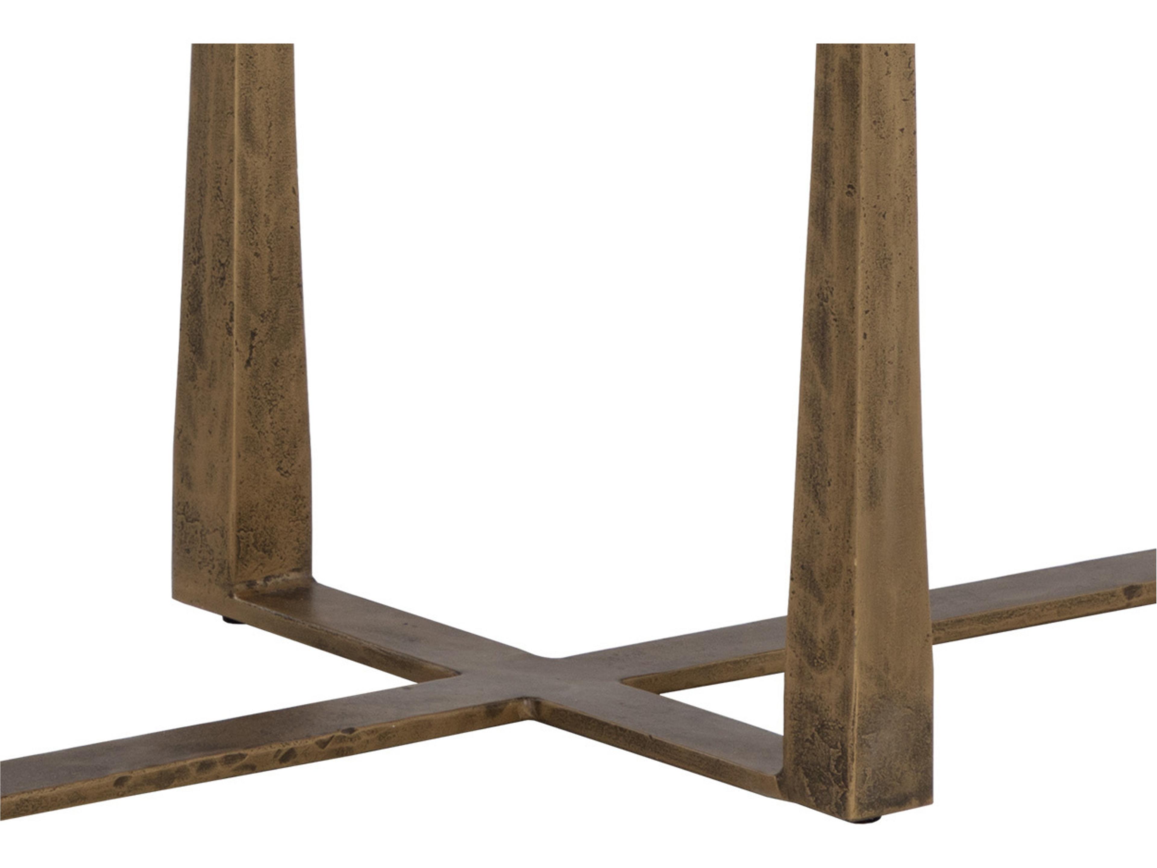 Sunpan Cowell Rectangular Marble White Antique Brass Console Table