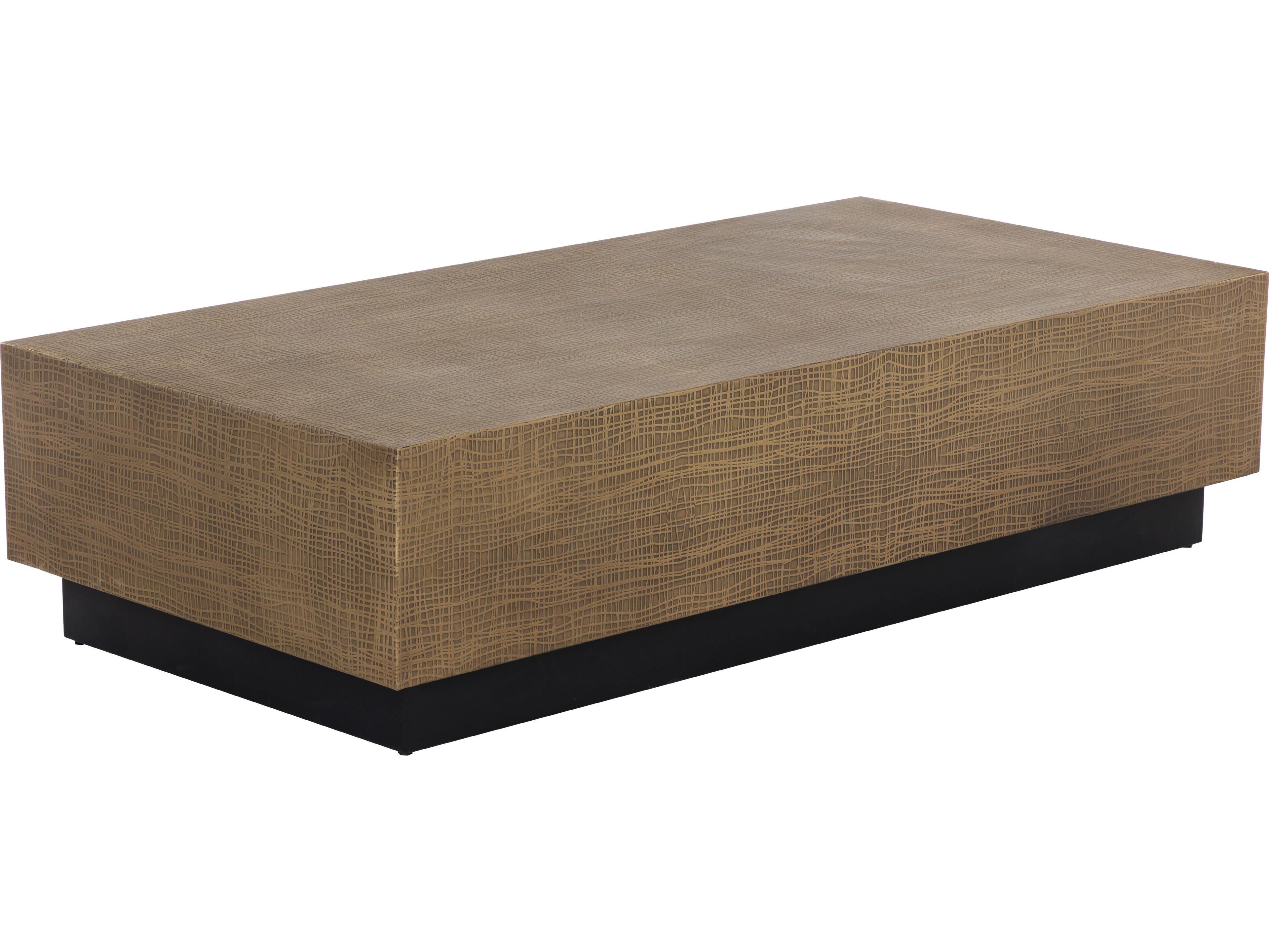 Albans Rectangular Metal Antique Brass Black Coffee Table