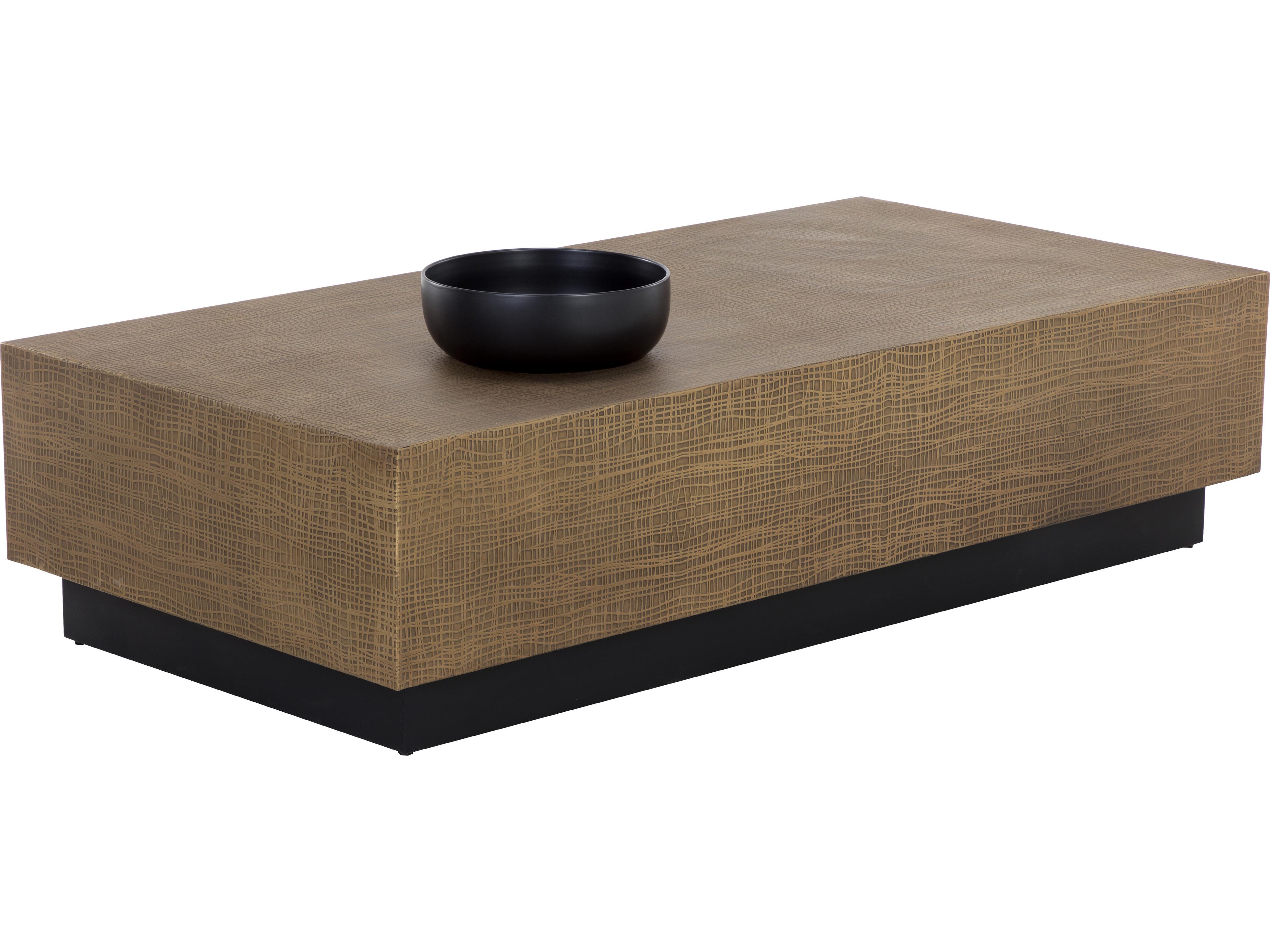 Sunpan Albans Rectangular Metal Antique Brass Black Coffee Table