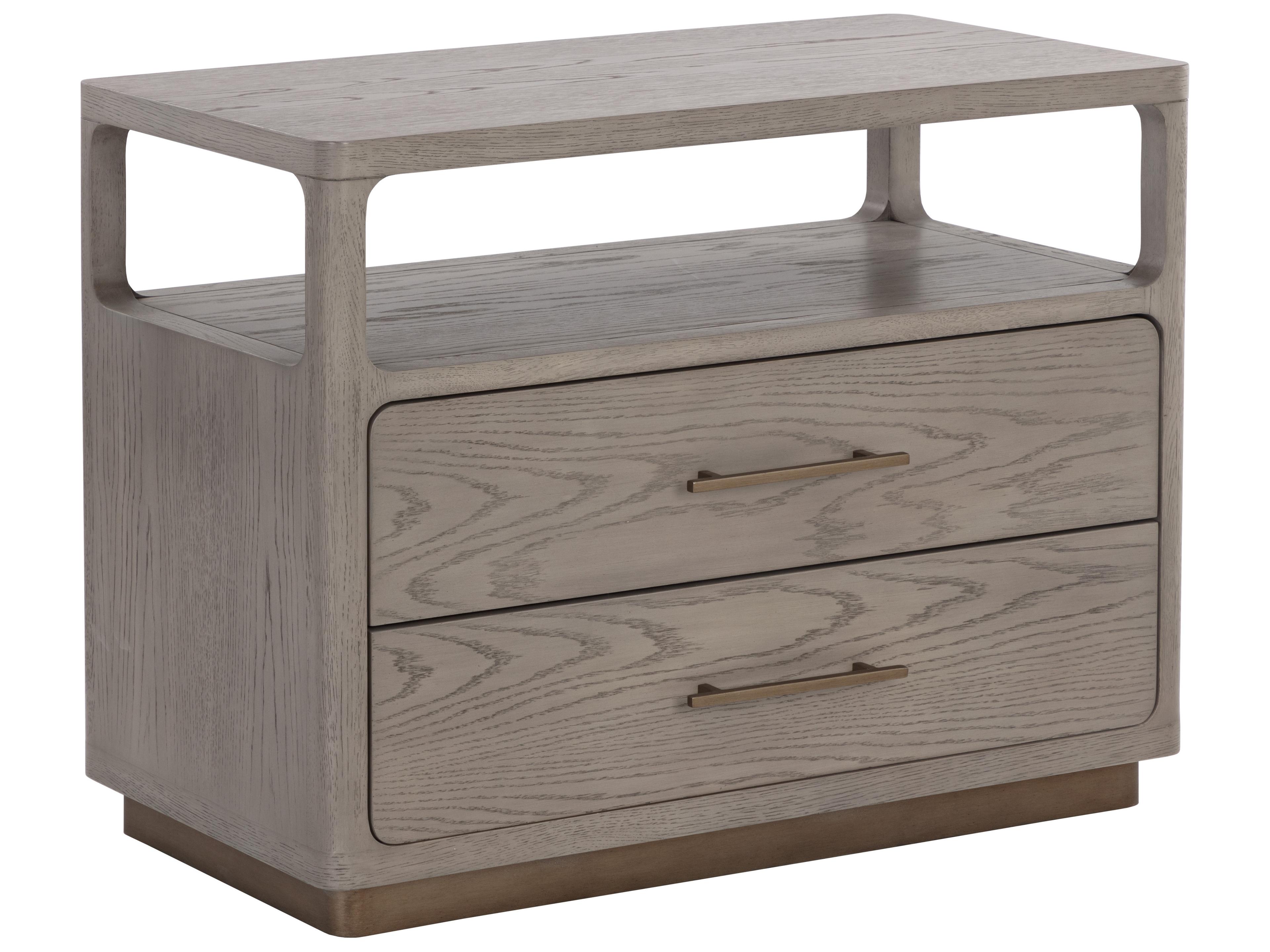 Danette Nightstand Grey Oak and Brass