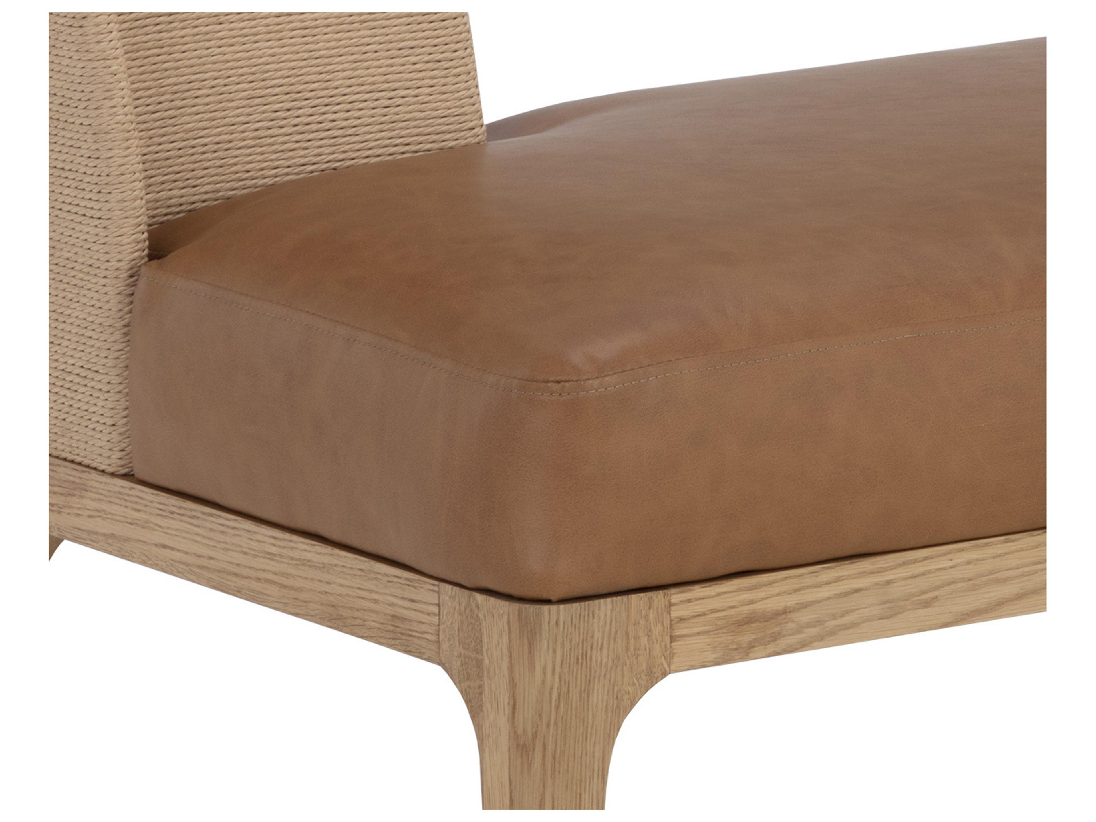 Sunpan Brocco Milliken Cognac Brown Faux Leather Accent Bench