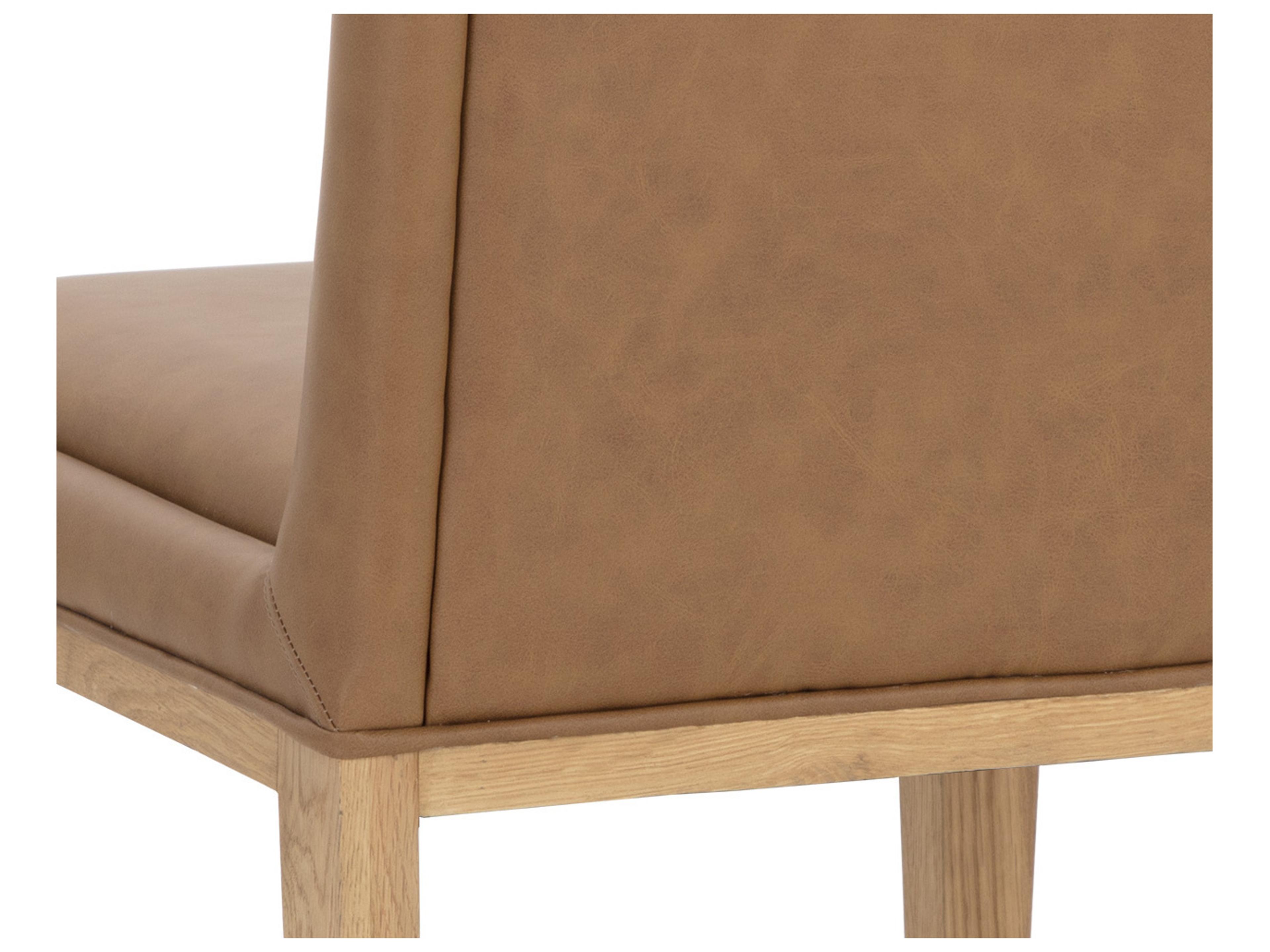 Sunpan Kalla Oak Wood Faux Leather Side Dining Chair