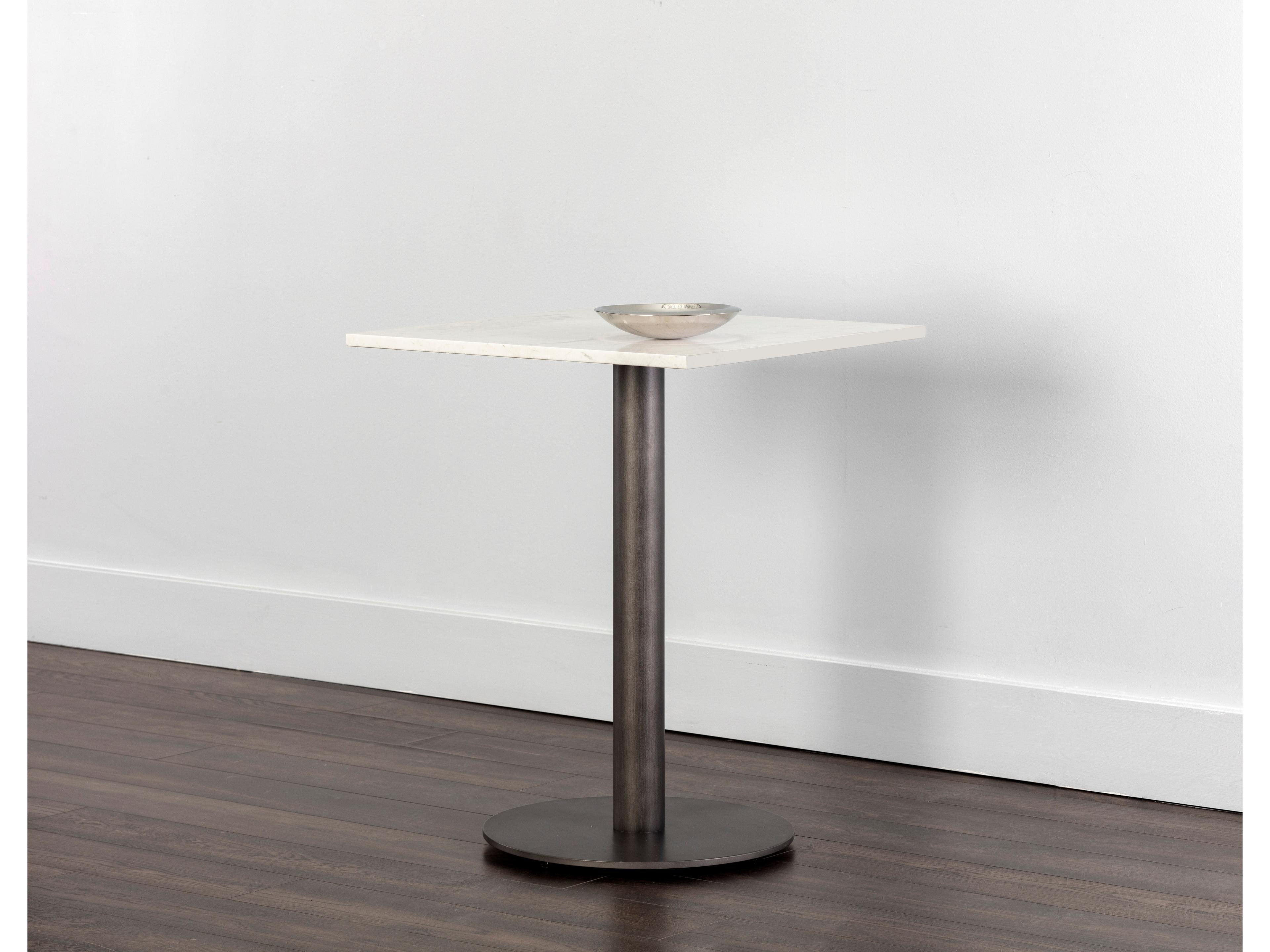 Sunpan Claudia Square Marble White Pewter Dining Table