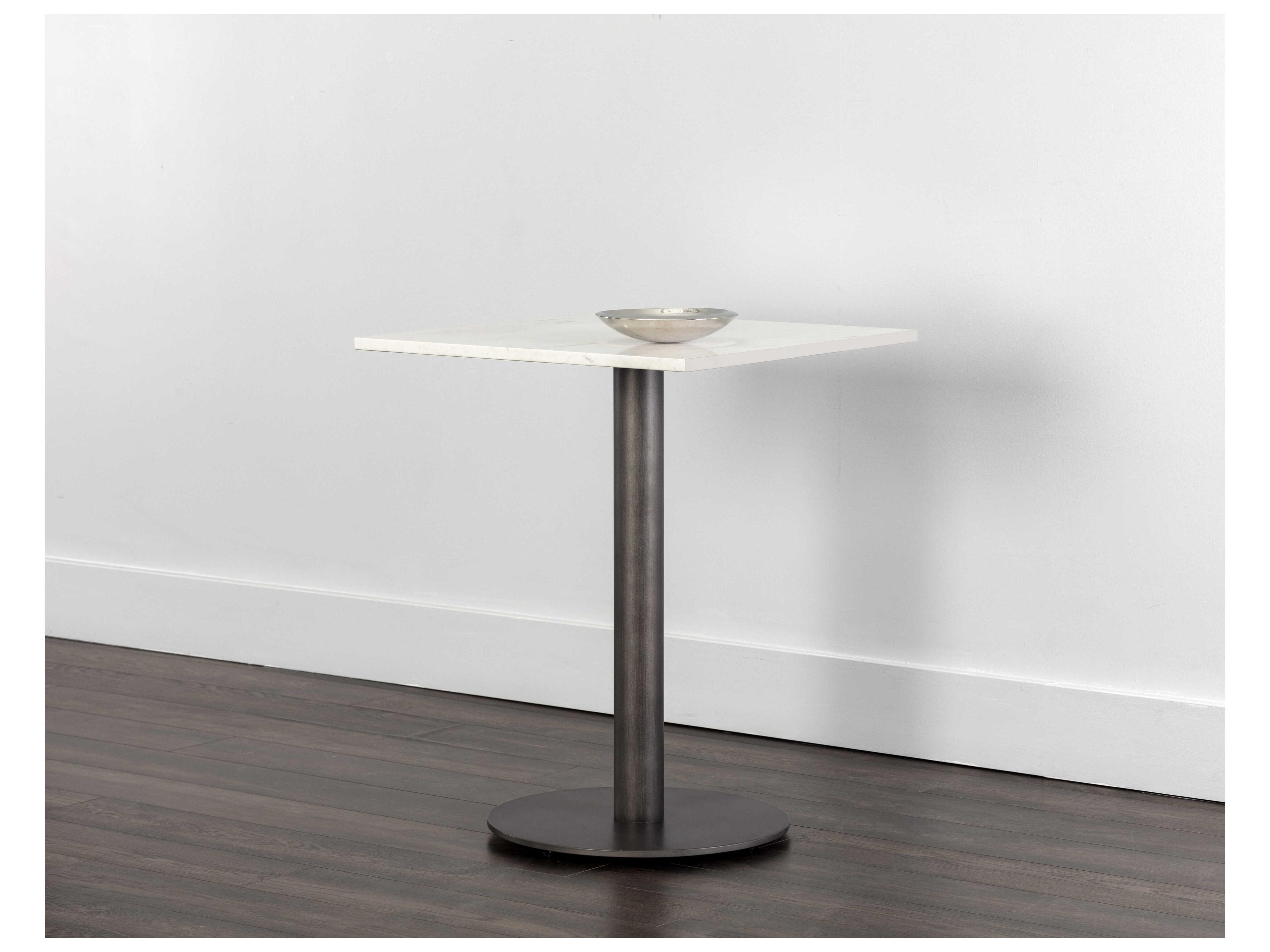 Sunpan Claudia Square Marble White Pewter Dining Table