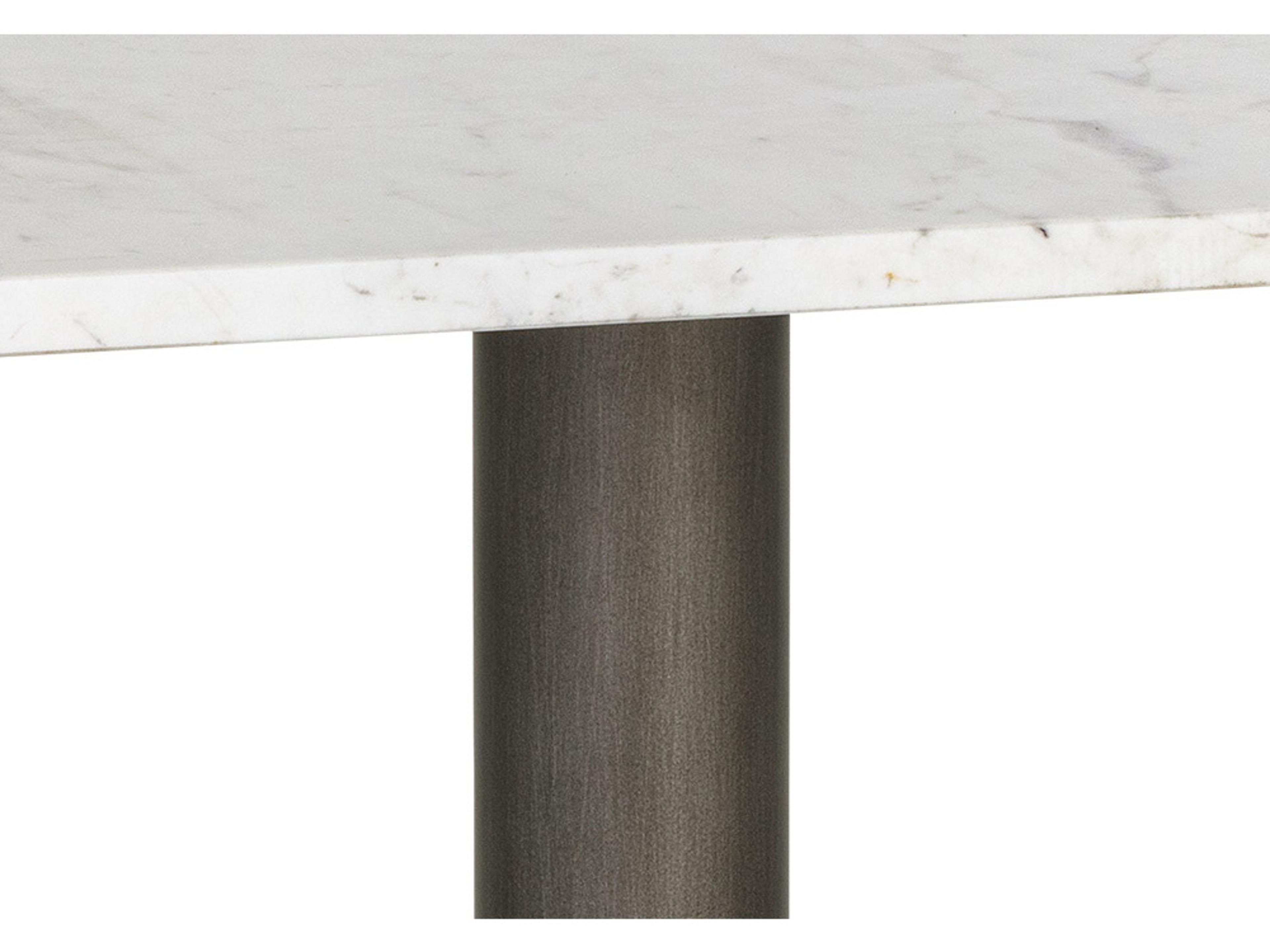Sunpan Claudia Square Marble White Pewter Dining Table