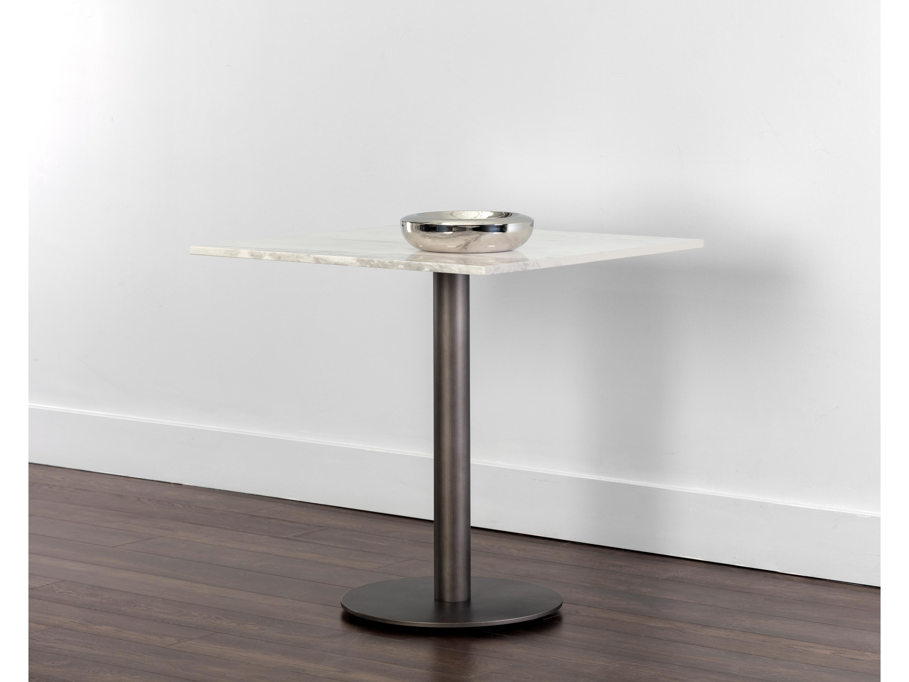 Sunpan Claudia Square Marble White Pewter Dining Table