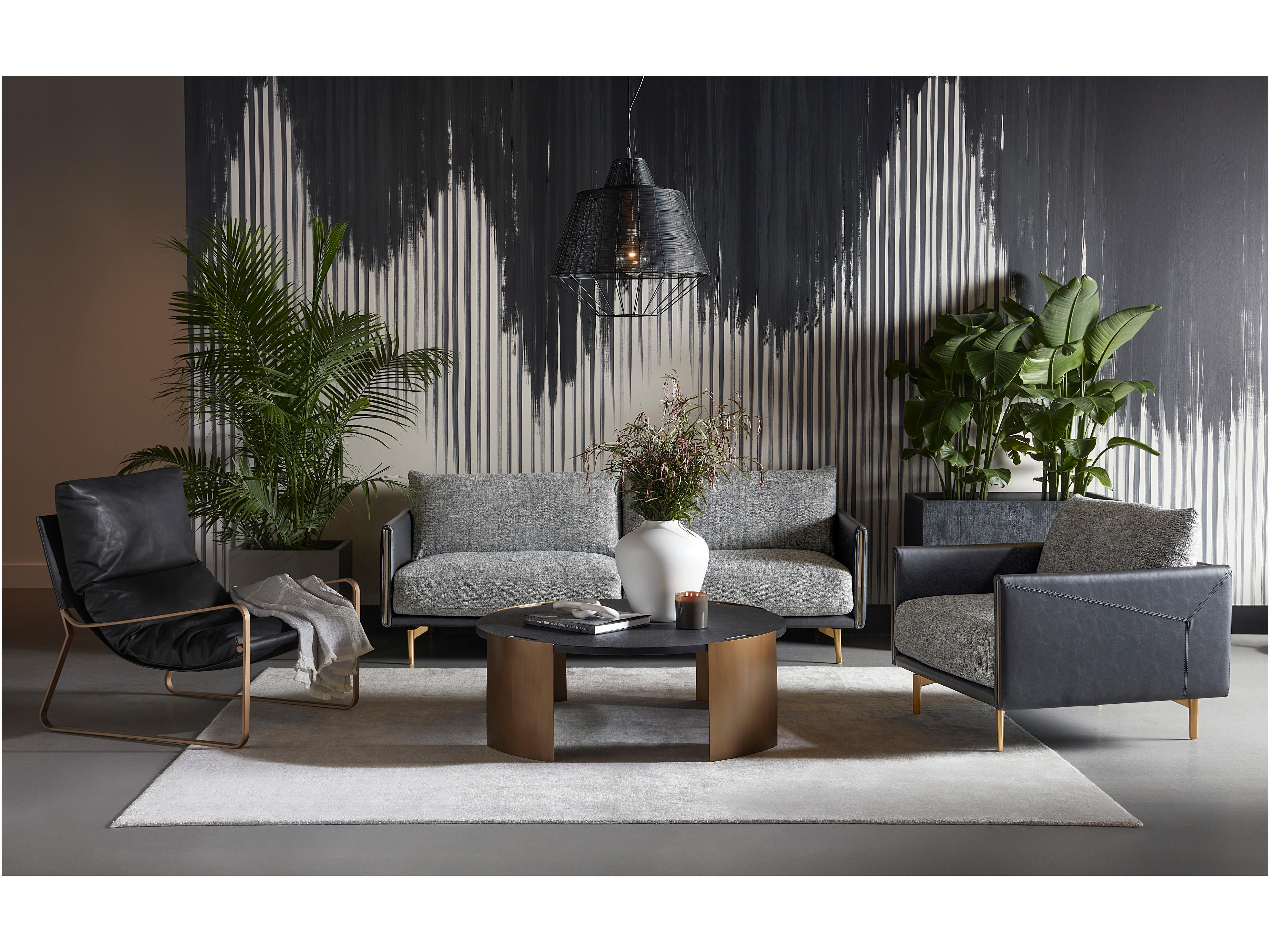 Sunpan Ashi Black Fabric Accent Chair