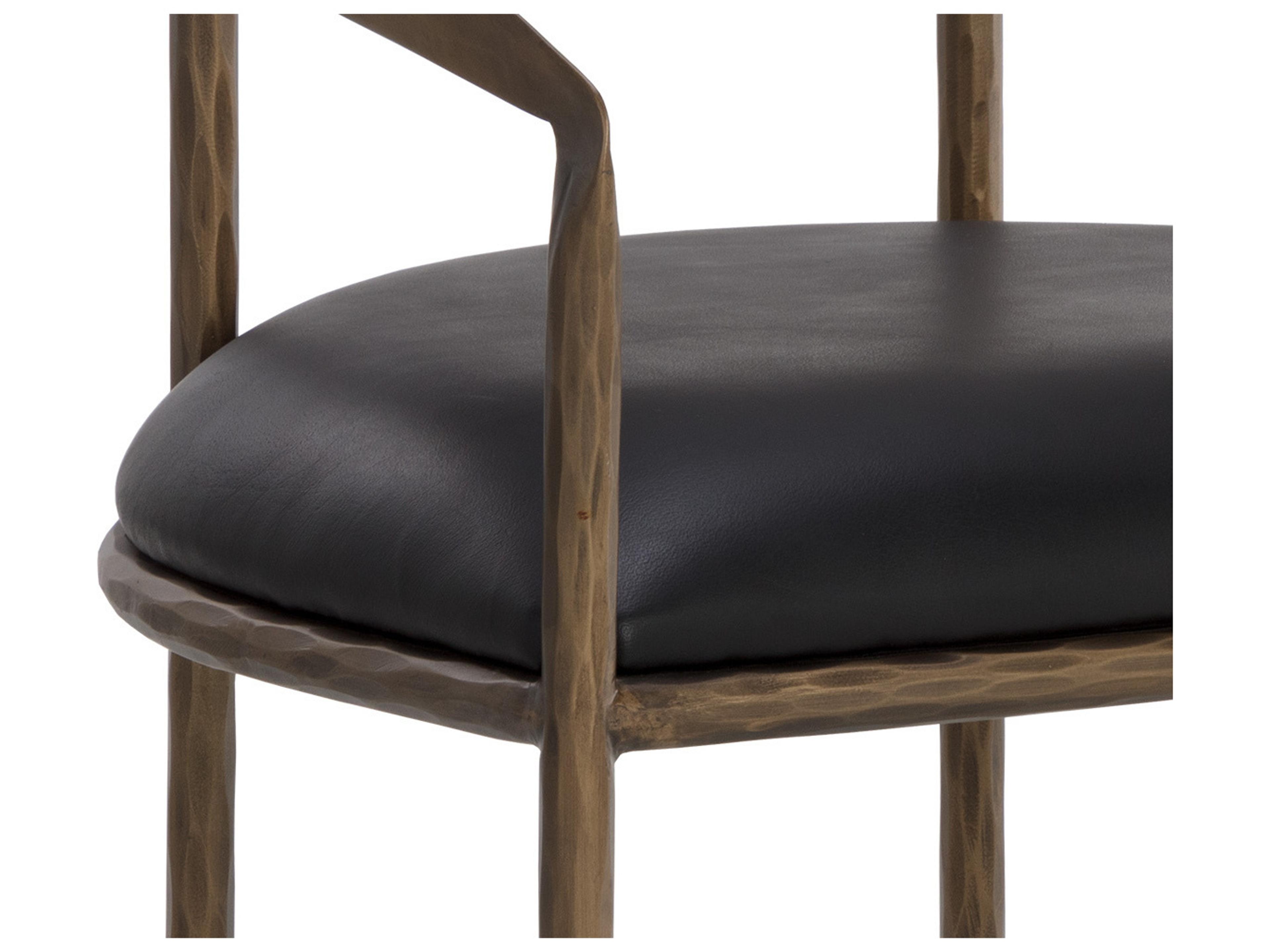 Sunpan Zanatta Black Leather Arm Dining Chair