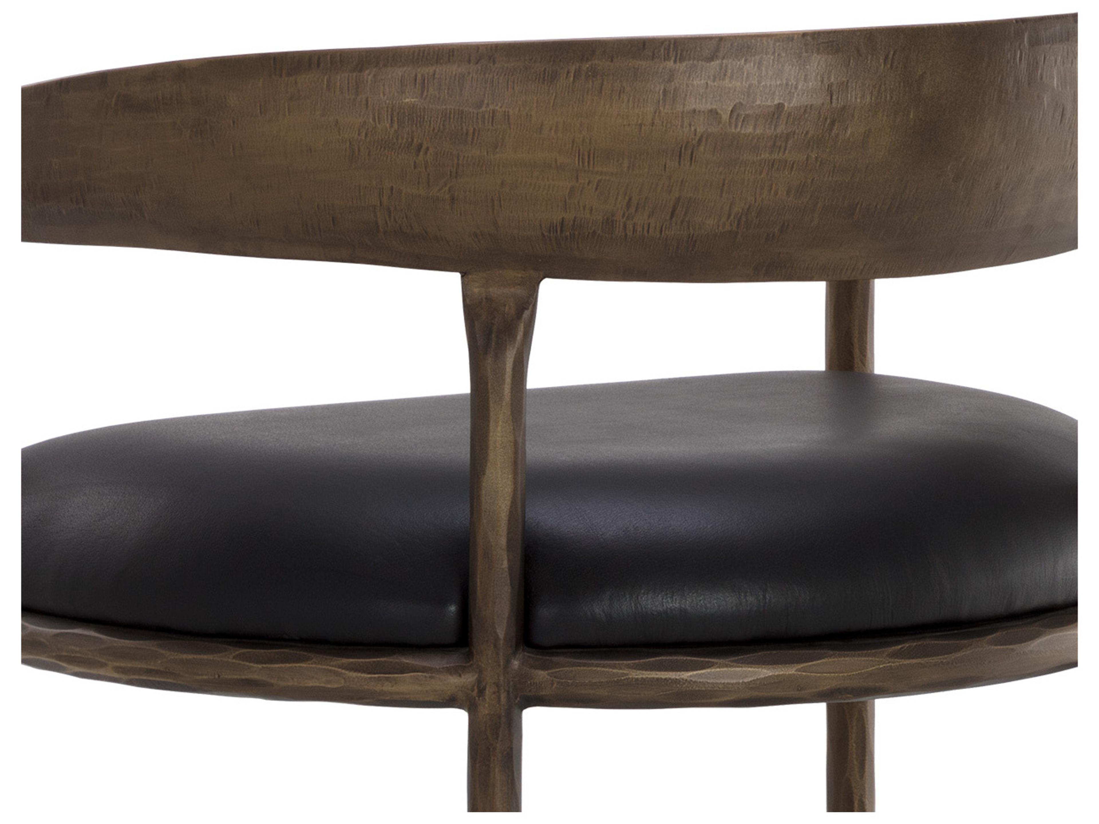 Sunpan Zanatta Charcoal Black Leather Bar Stool