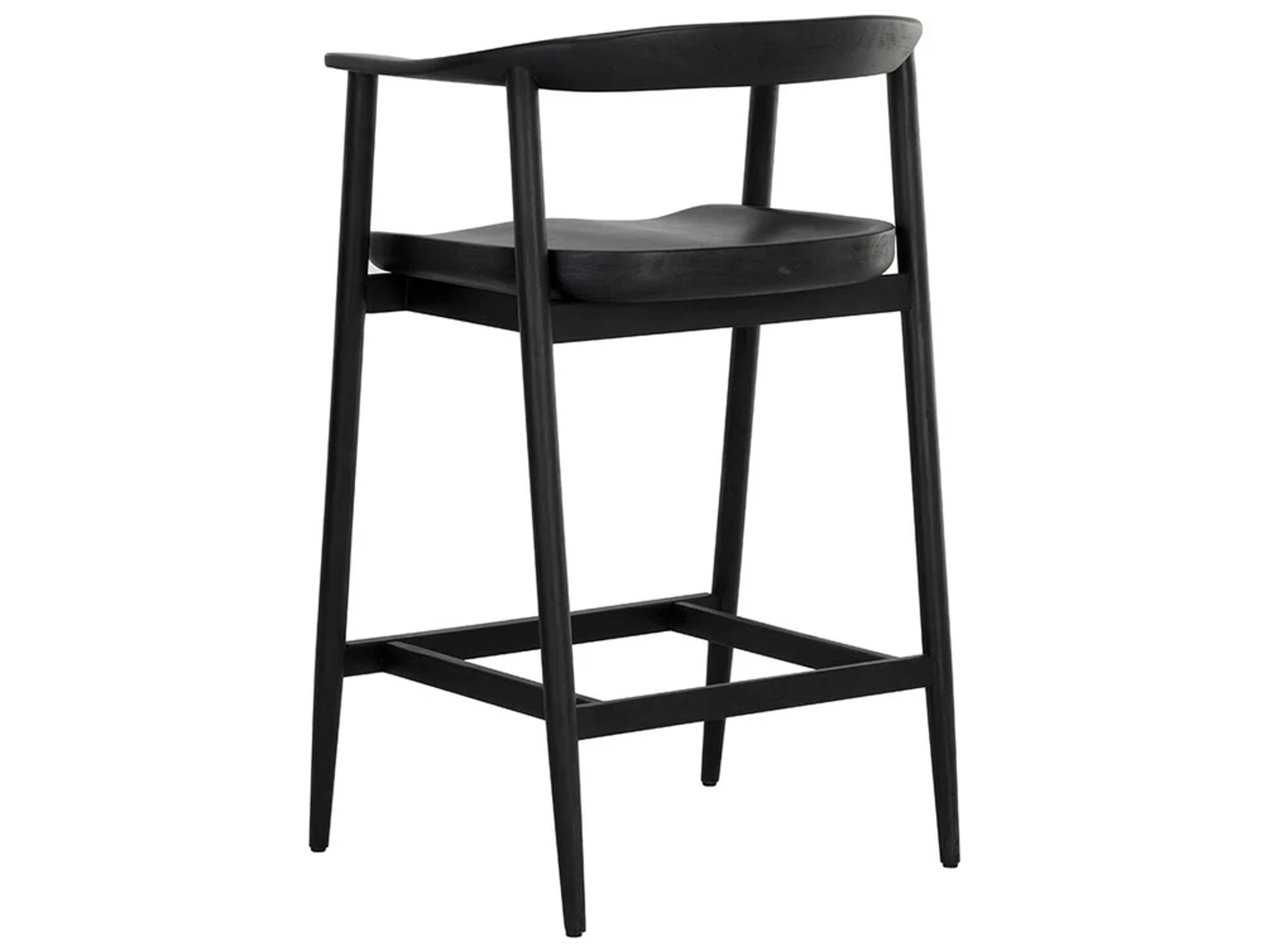 Sunpan Jeremy Black Oak Wood Counter Stool