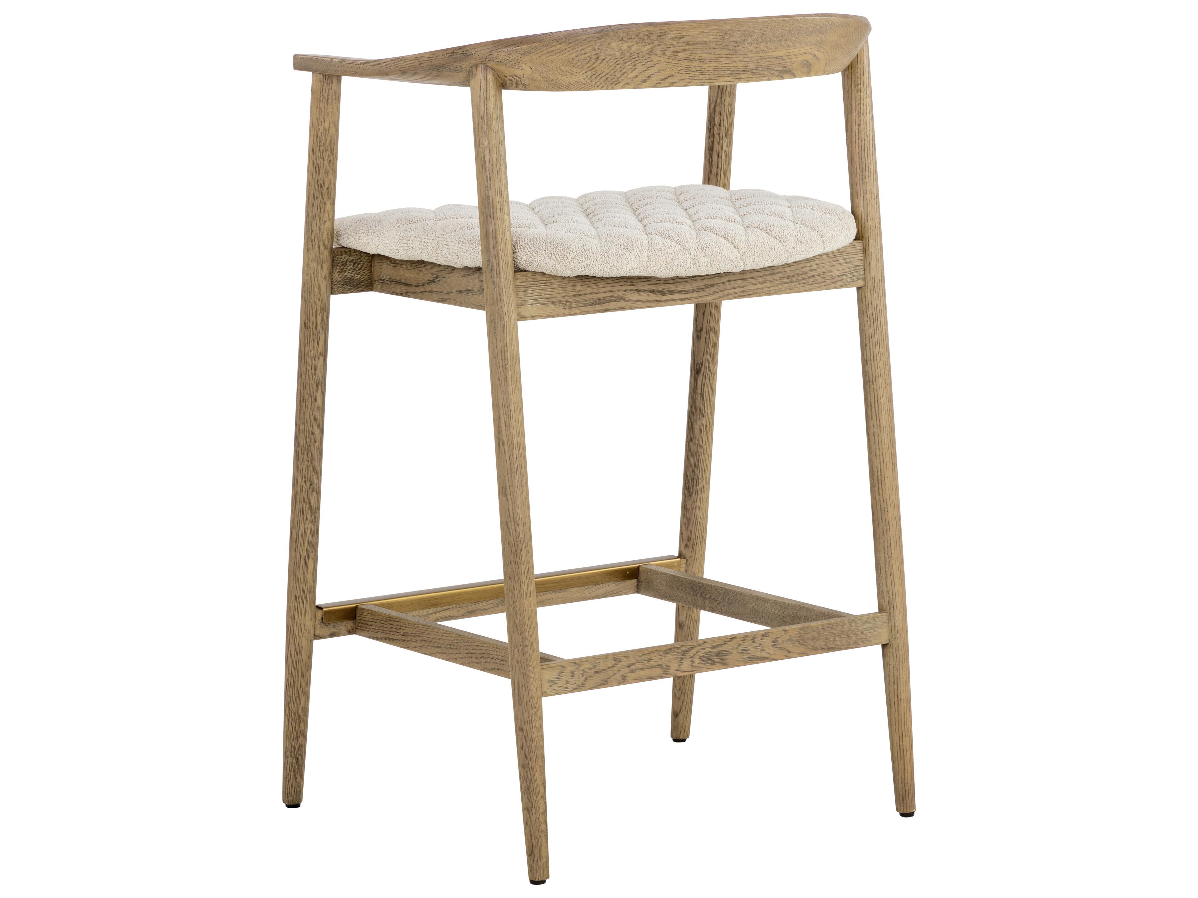 Sunpan Jeremy Weathered Oak Dove Cream Upholstered Wood Counter Stool