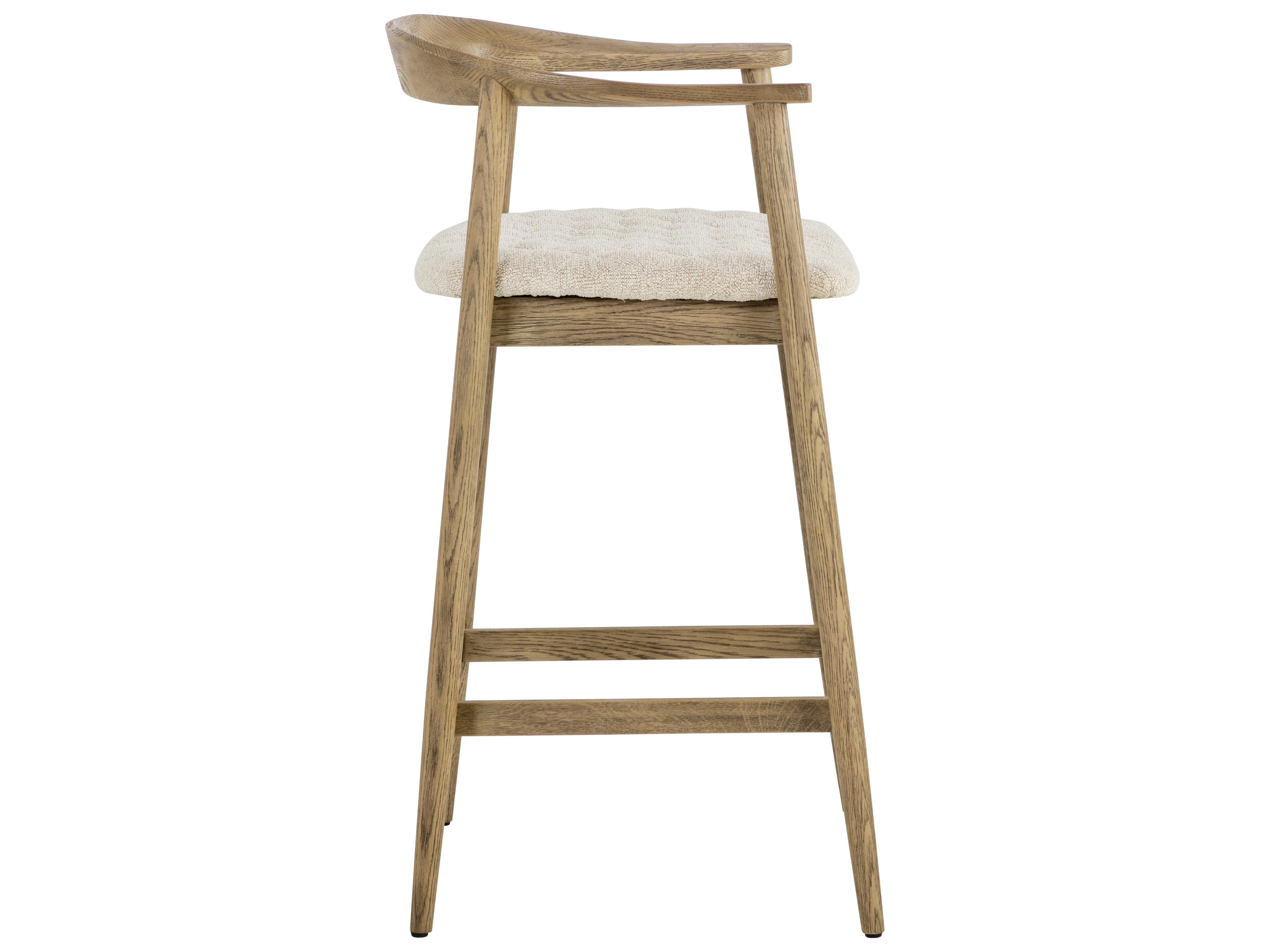 Sunpan Jeremy Weathered Oak Dove Cream Upholstered Wood Counter Stool