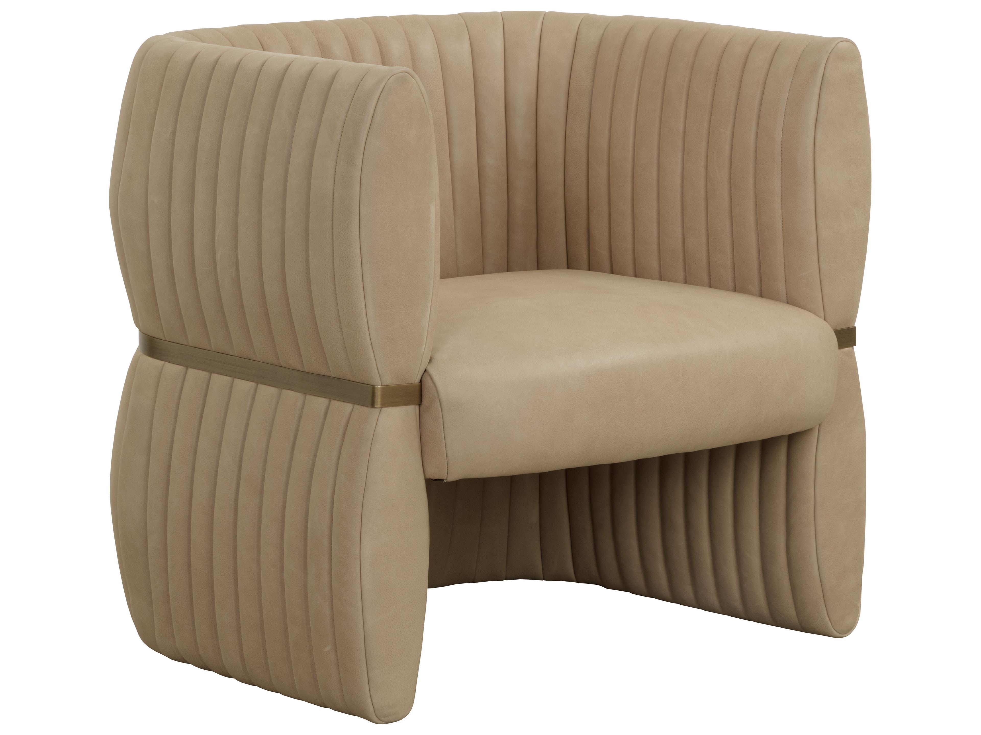 Tryor Beige Leather Accent Chair