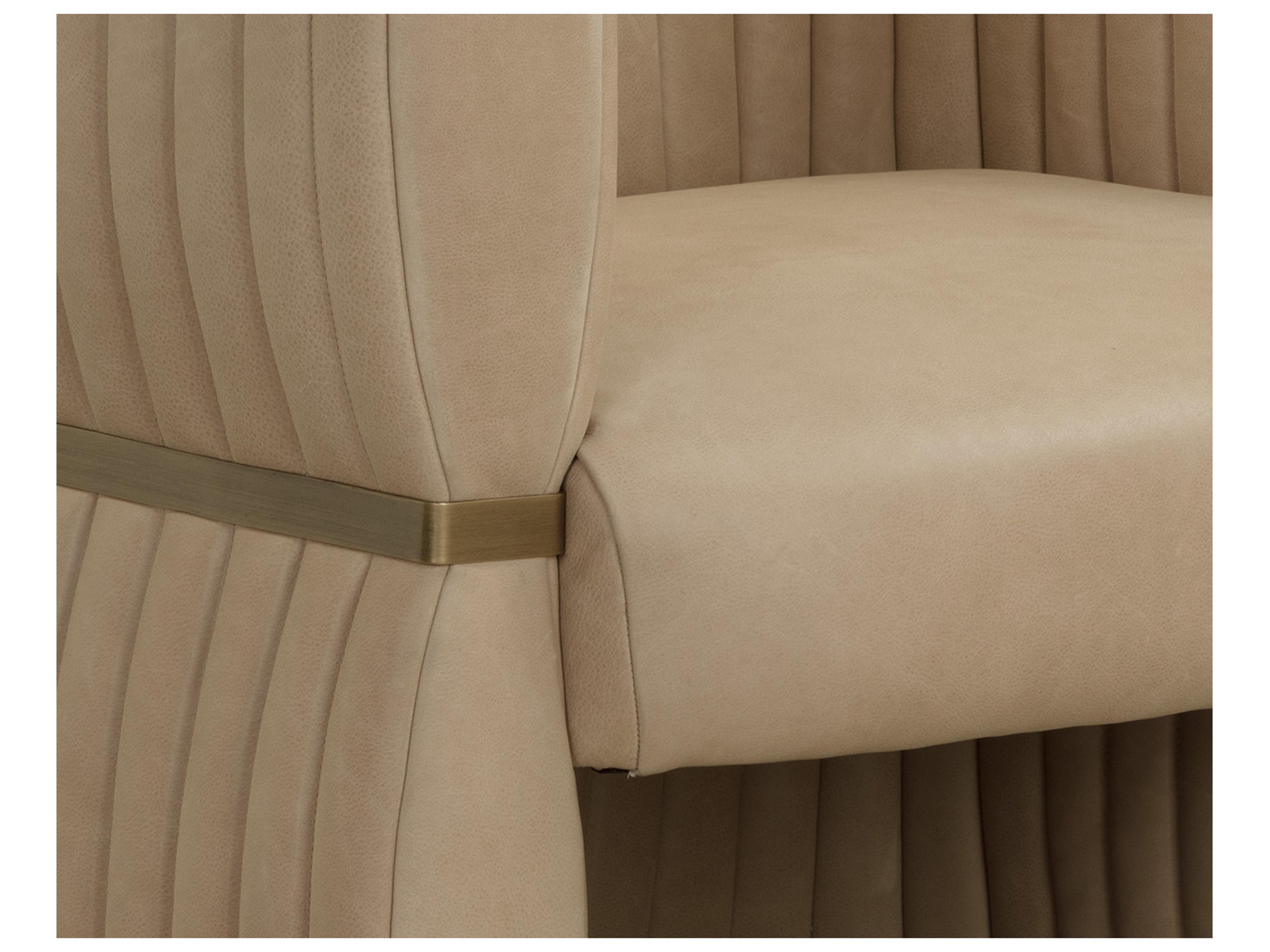 Sunpan Tryor Beige Leather Accent Chair