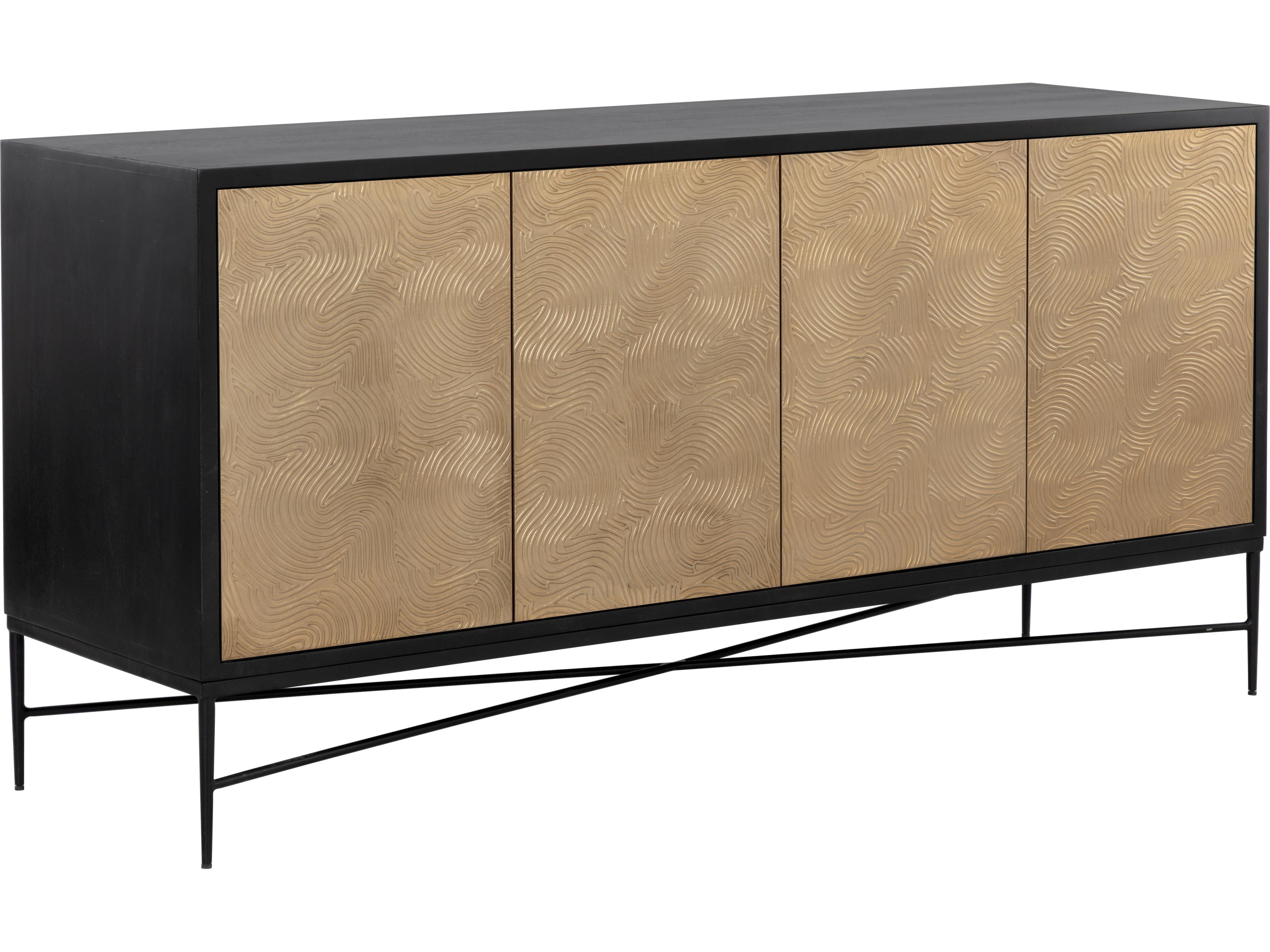 Algarve 68" Mango Wood Black Champagne Gold Sideboard