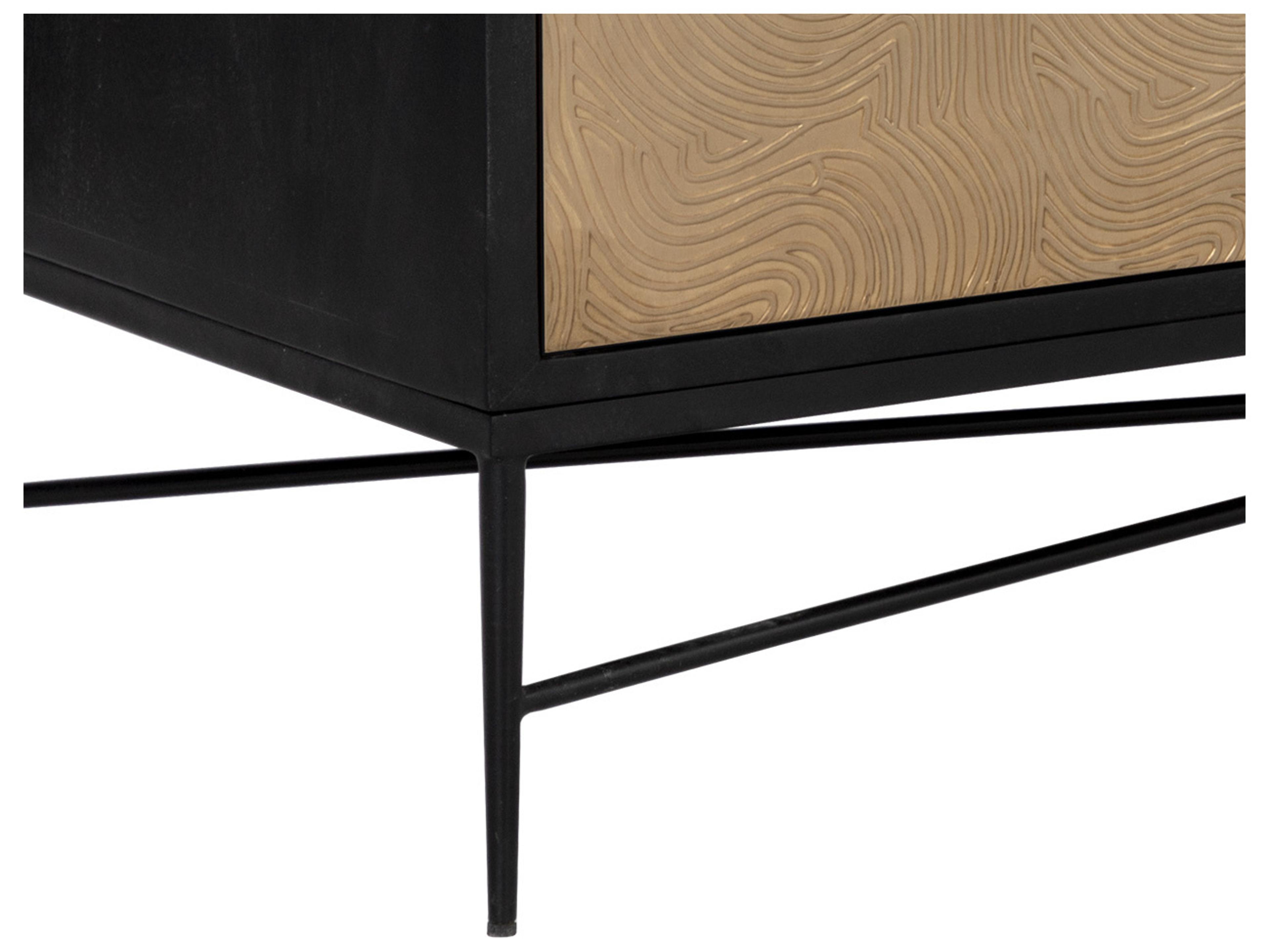 Sunpan Algarve 68" Mango Wood Black Champagne Gold Sideboard