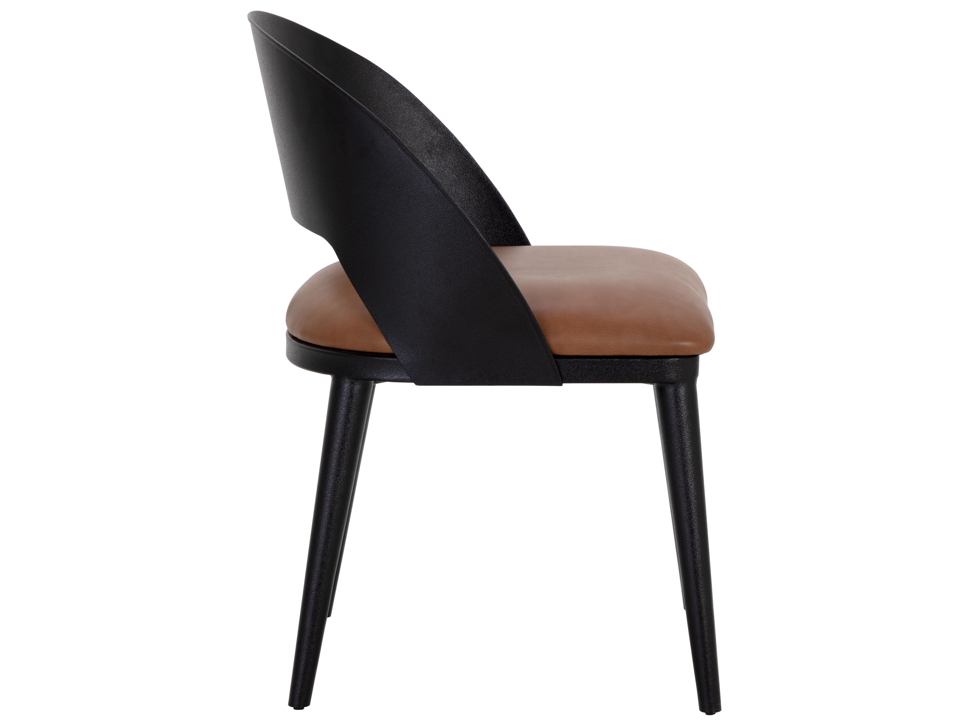 Sunpan Dezirae Black Leather Side Dining Chair