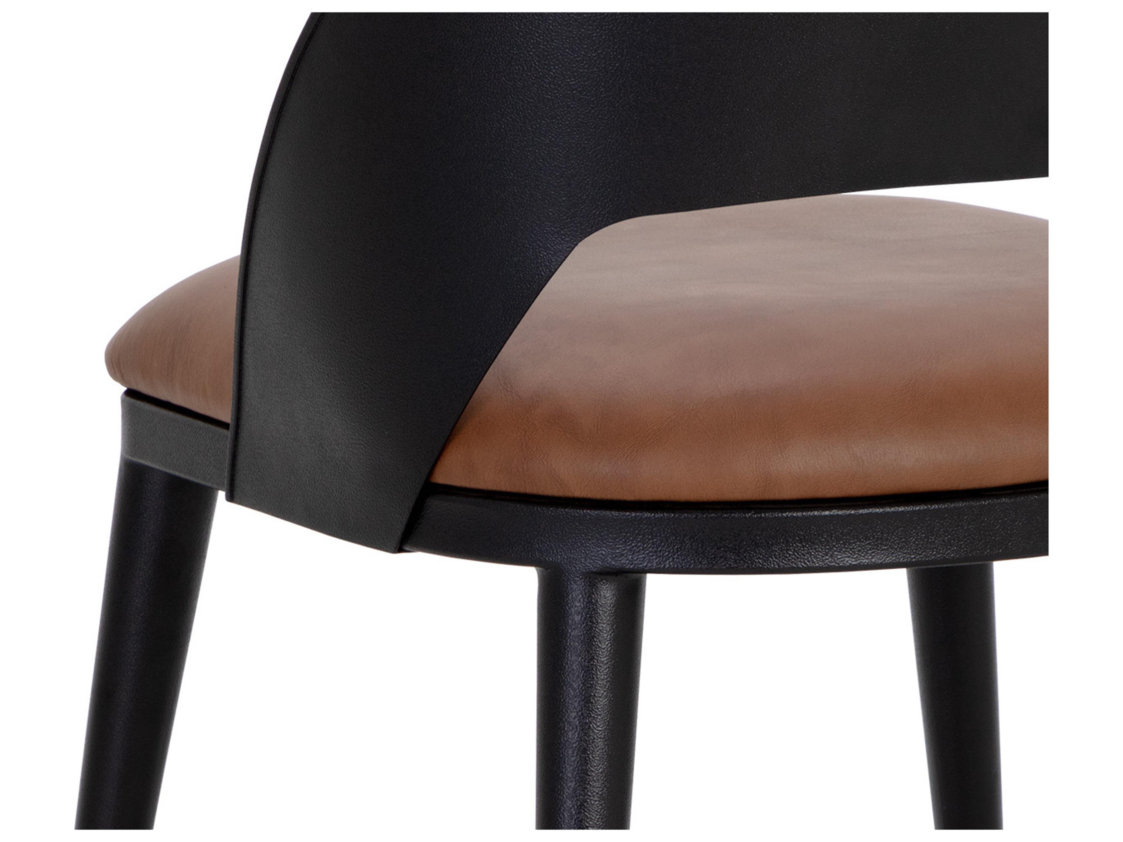 Sunpan Dezirae Black Leather Side Dining Chair