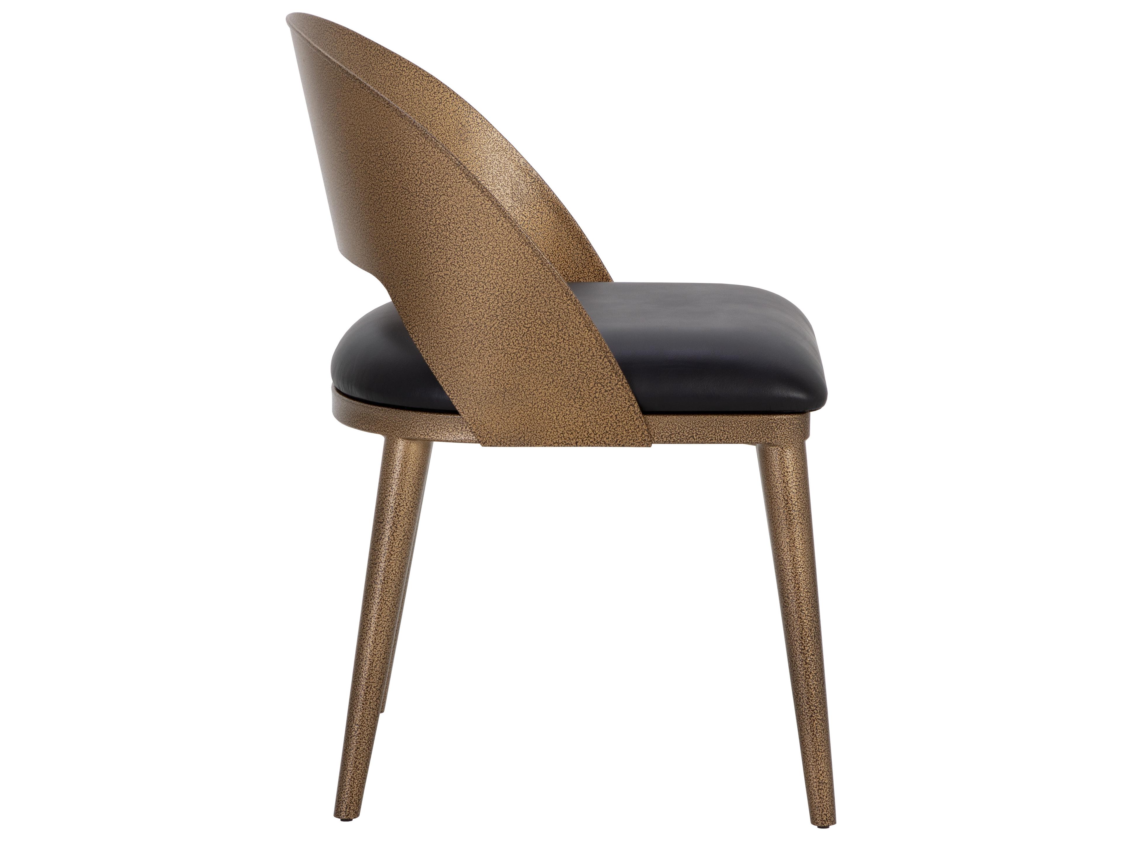 Sunpan Dezirae Charcoal Black Leather Side Dining Chair