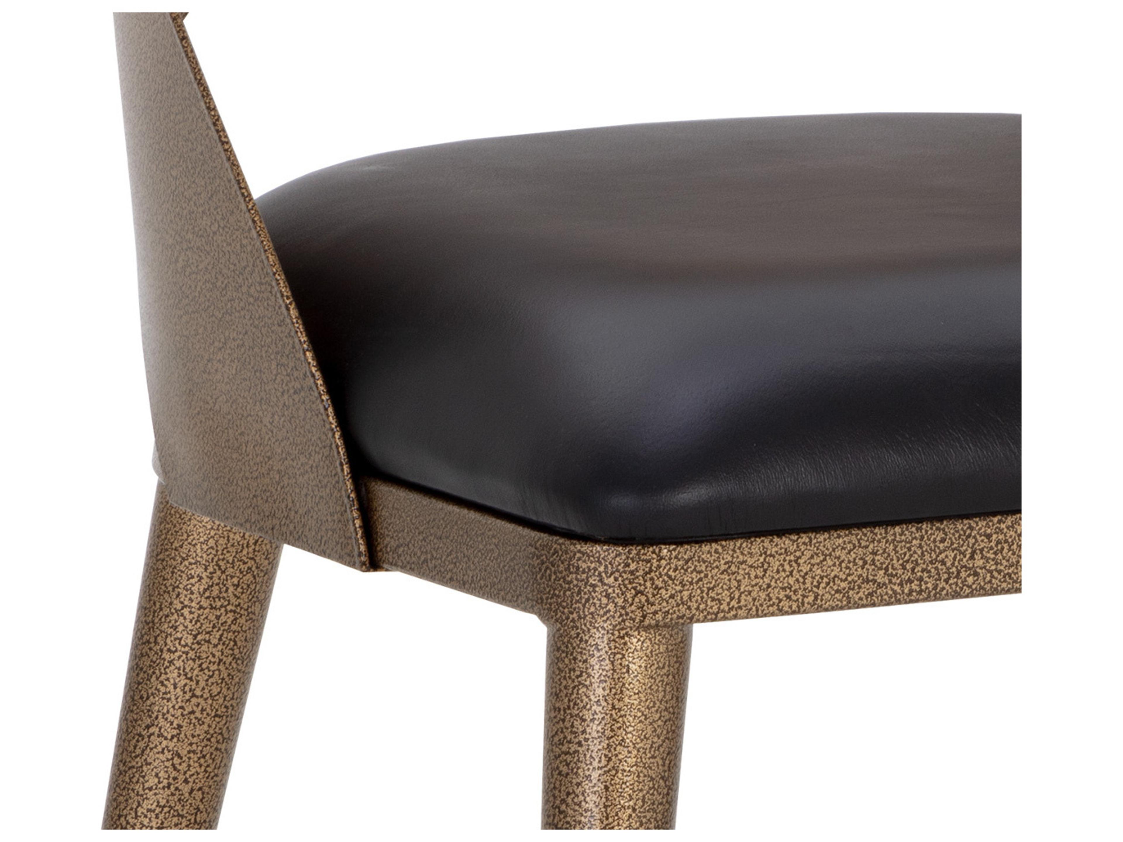 Sunpan Dezirae Charcoal Black Leather Side Dining Chair