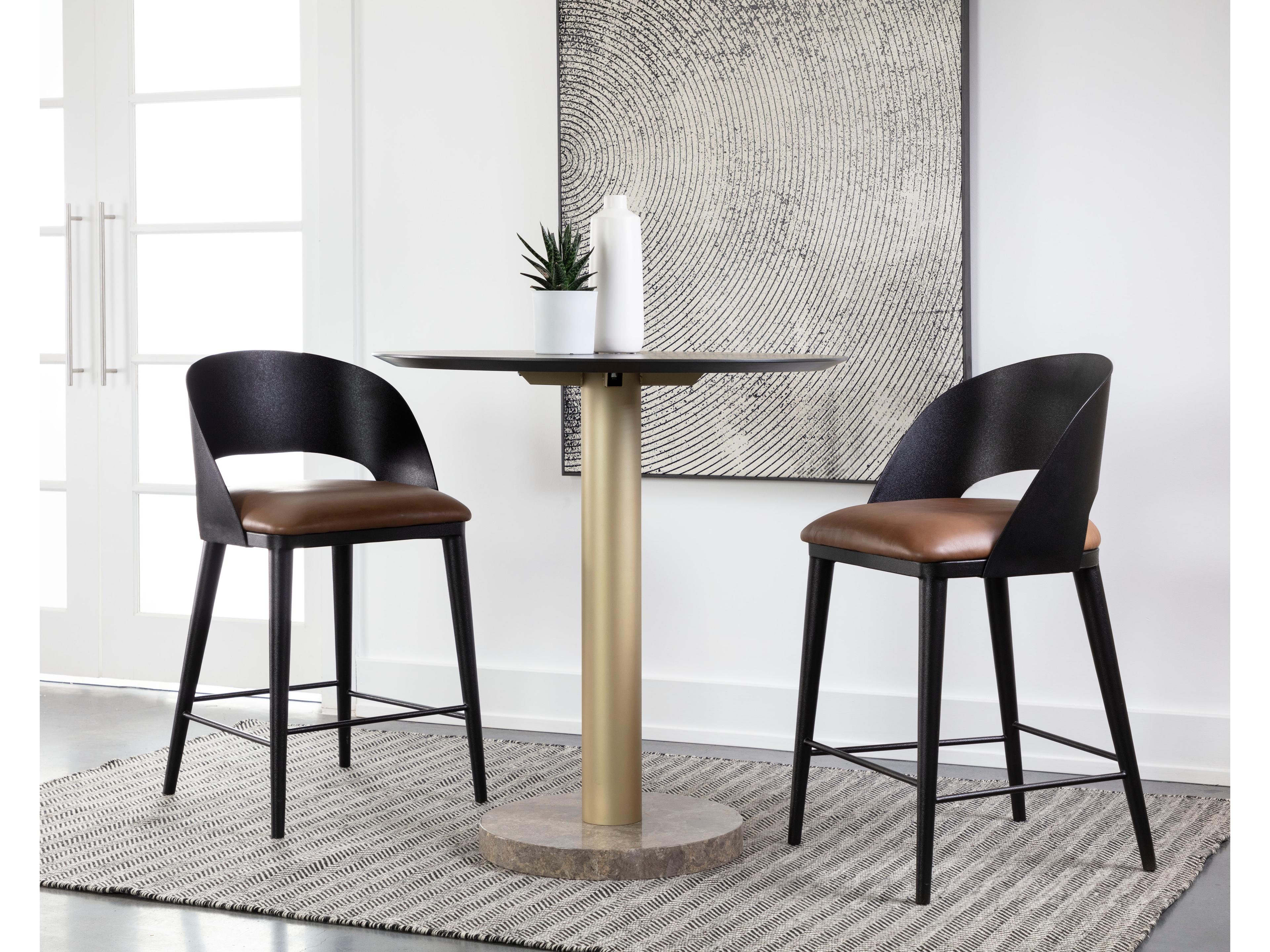 Sunpan Dezirae Black Cognac Leather Counter Stool