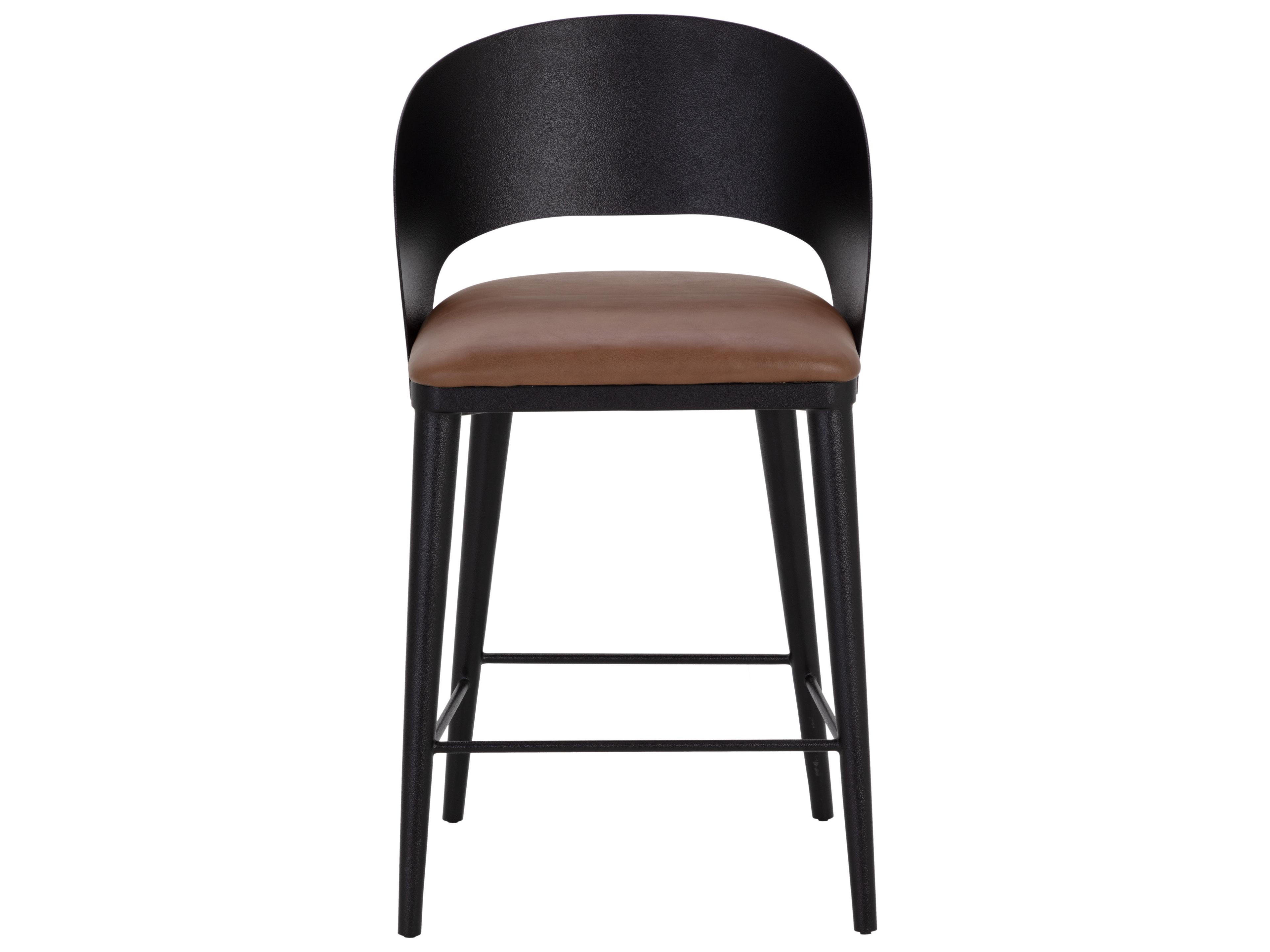 Sunpan Dezirae Black Cognac Leather Counter Stool