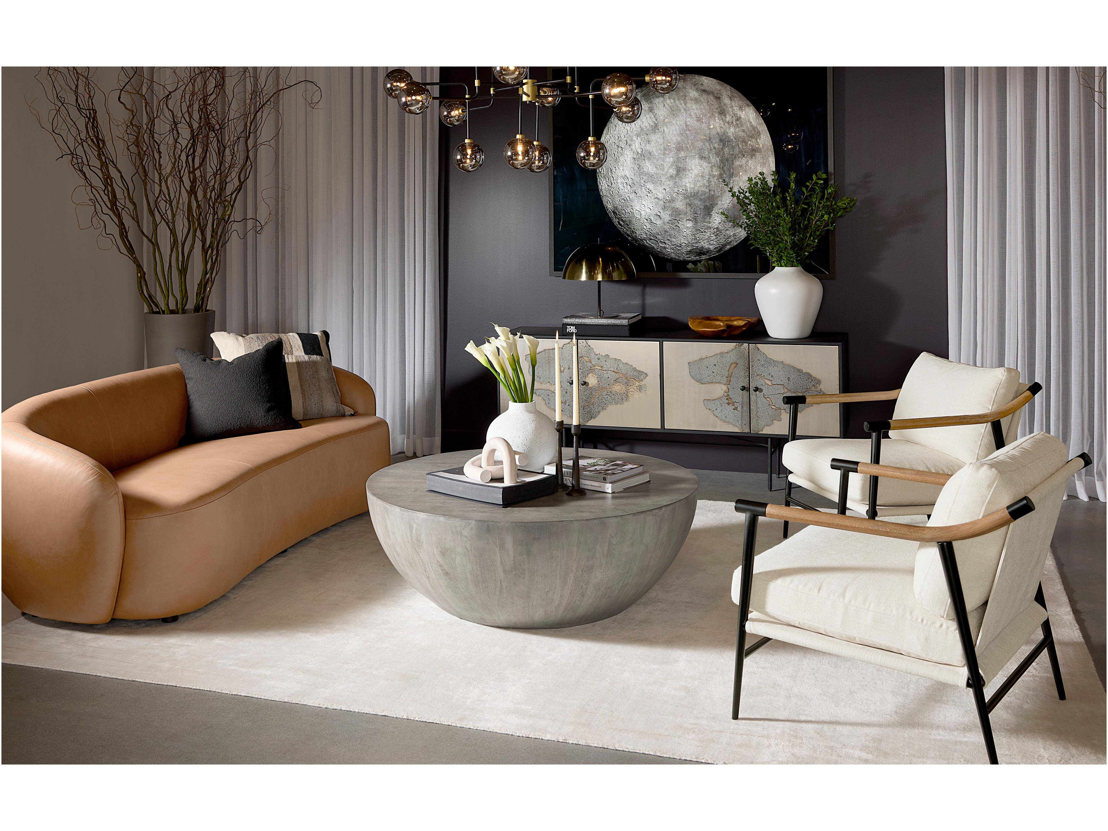 Sunpan Lorne Aline Butternut Leather Brown Upholstered Sofa