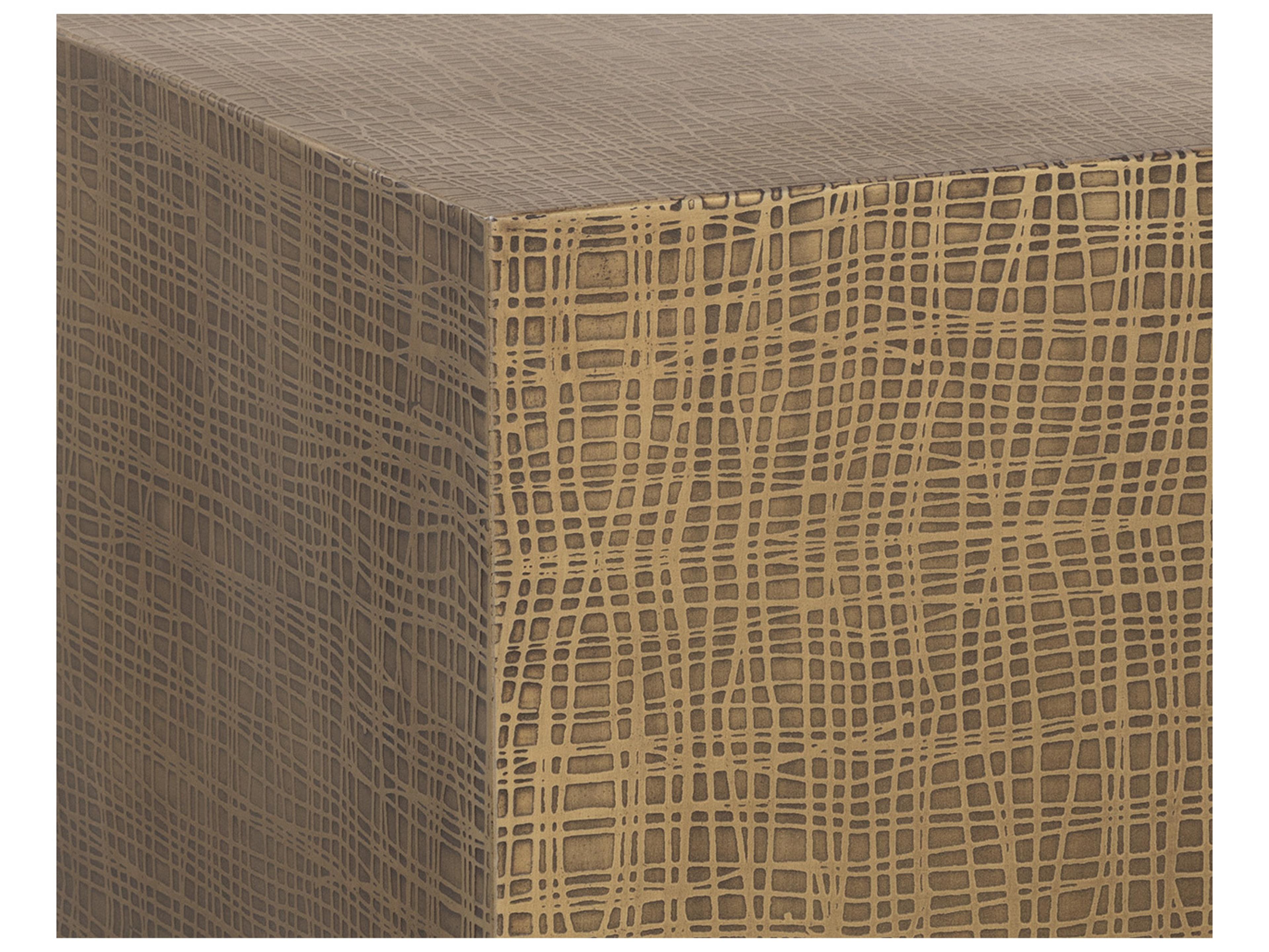 Sunpan Albans Square Metal Antique Brass Black End Table