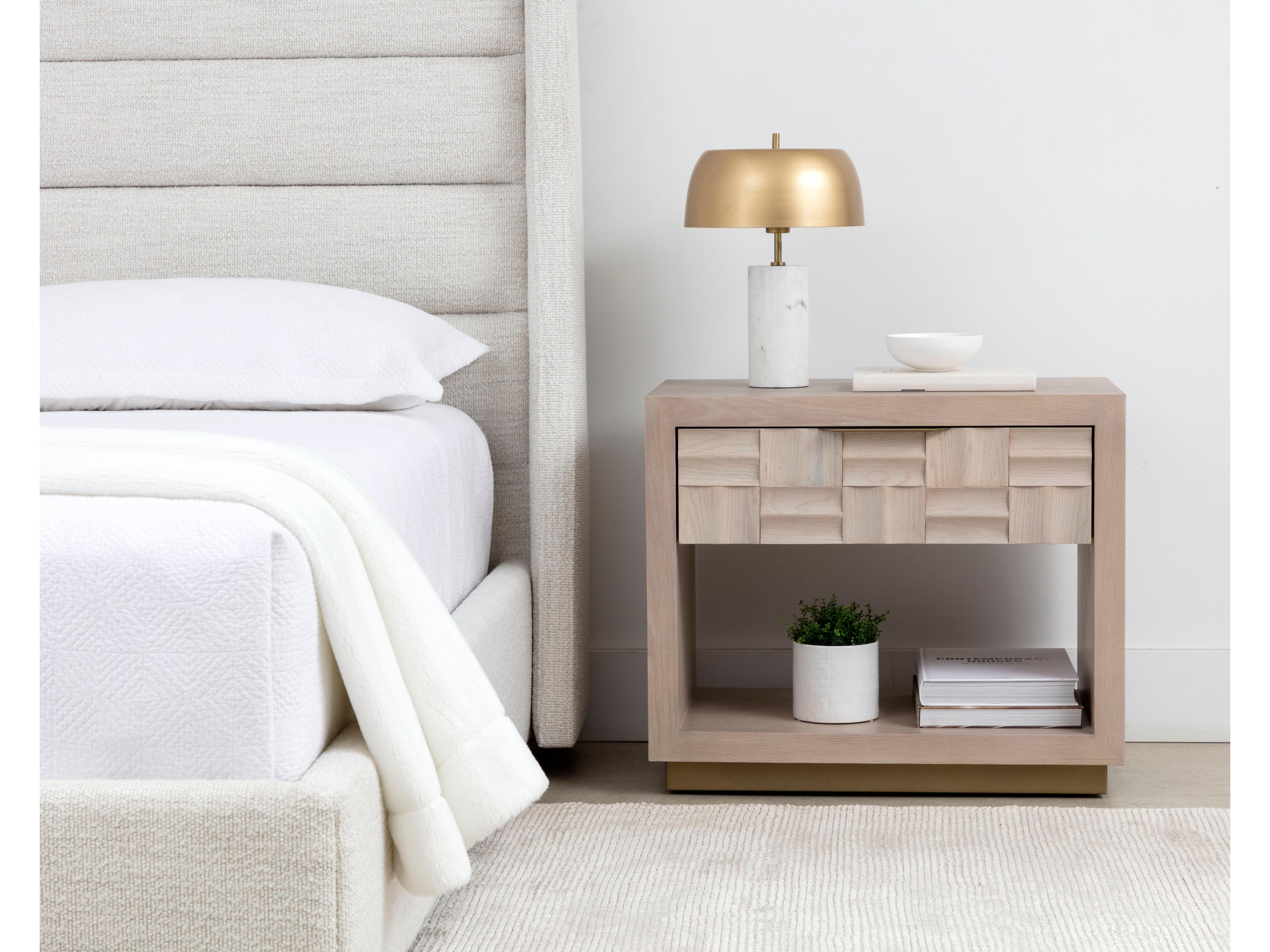 Sunpan Akava 1-Drawer Oak Wood Nightstand