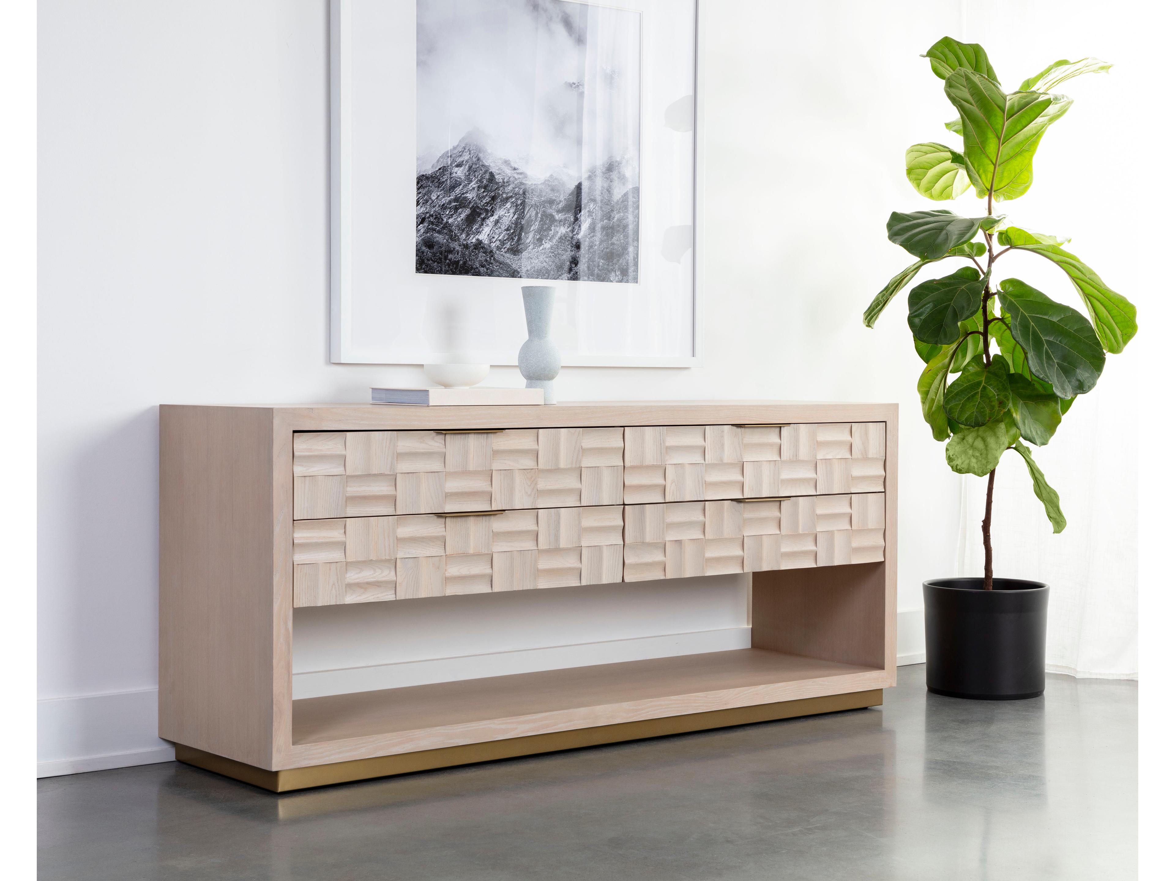 Sunpan Akava 4-Drawers Oak Wood Double Dresser